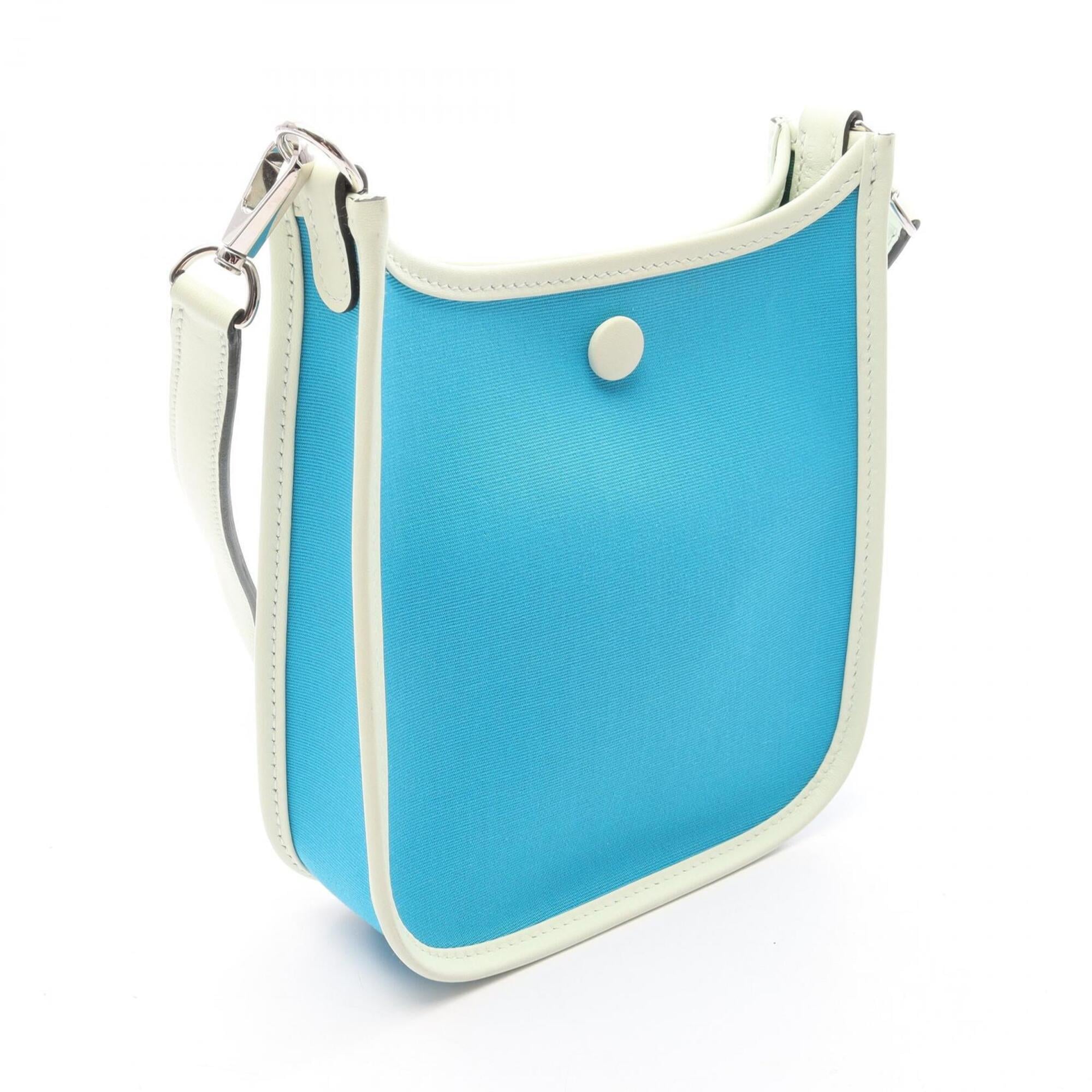 Hermes Evelyne Blue Mint Green Vert Canvas Handbag Shoulder Bag (Pre-Owned)