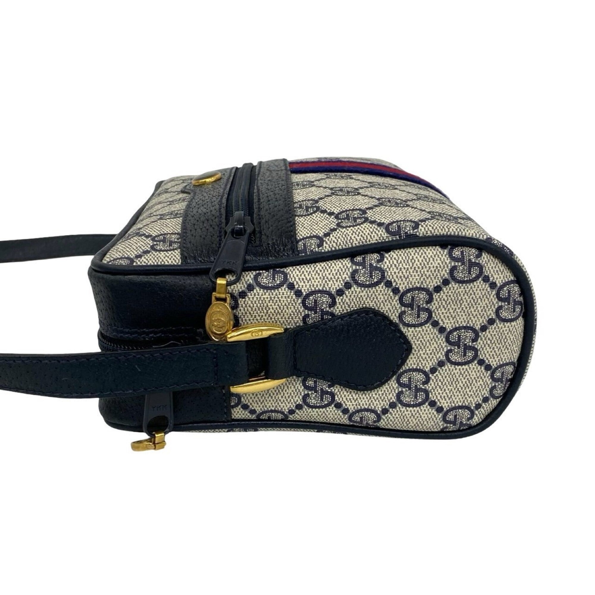 Gucci Navy Red Color Leather Pvc Shoulder Bag (Pre-Owned)