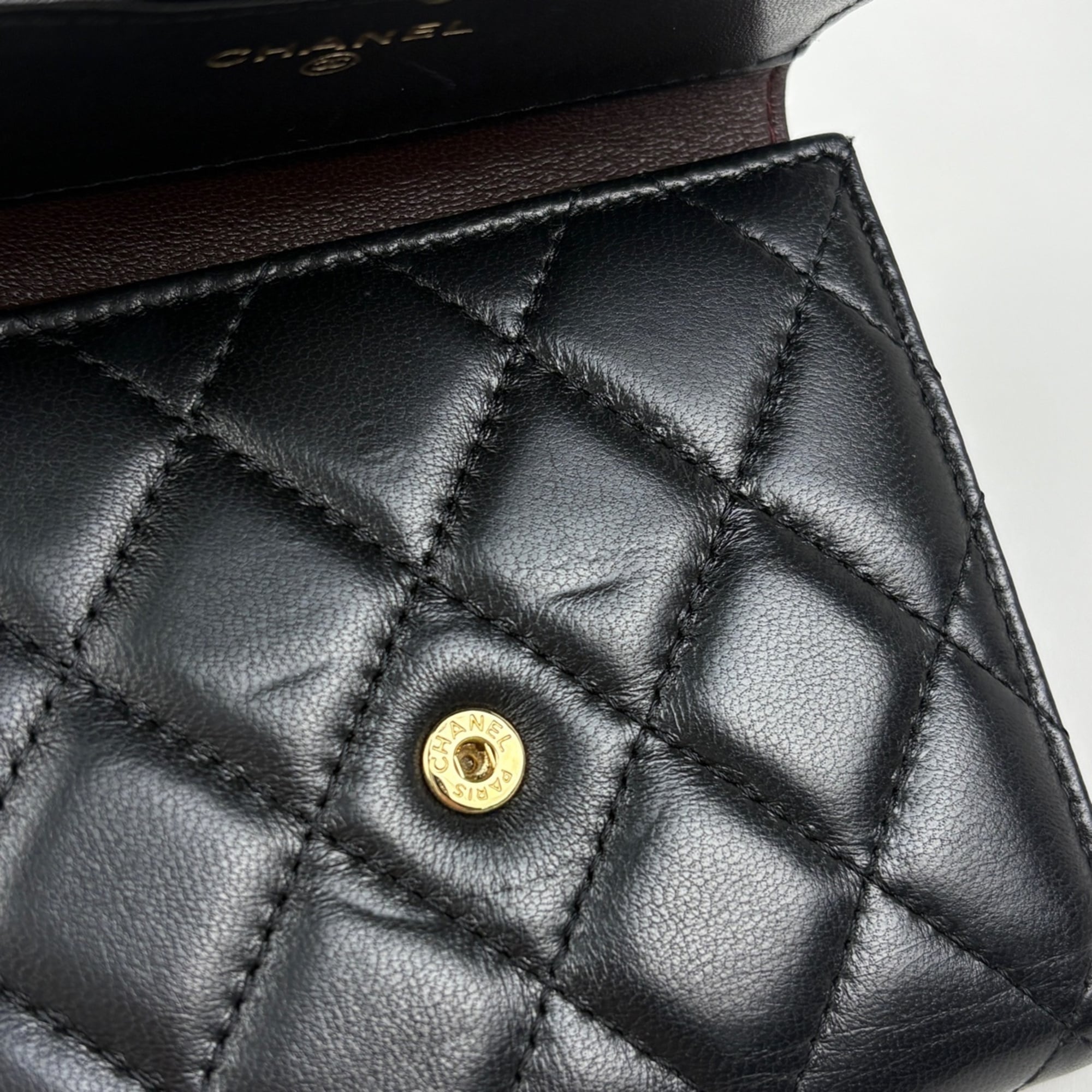 Chanel Black Leather Wallet (Tri-Fold) (Pre-Owned)