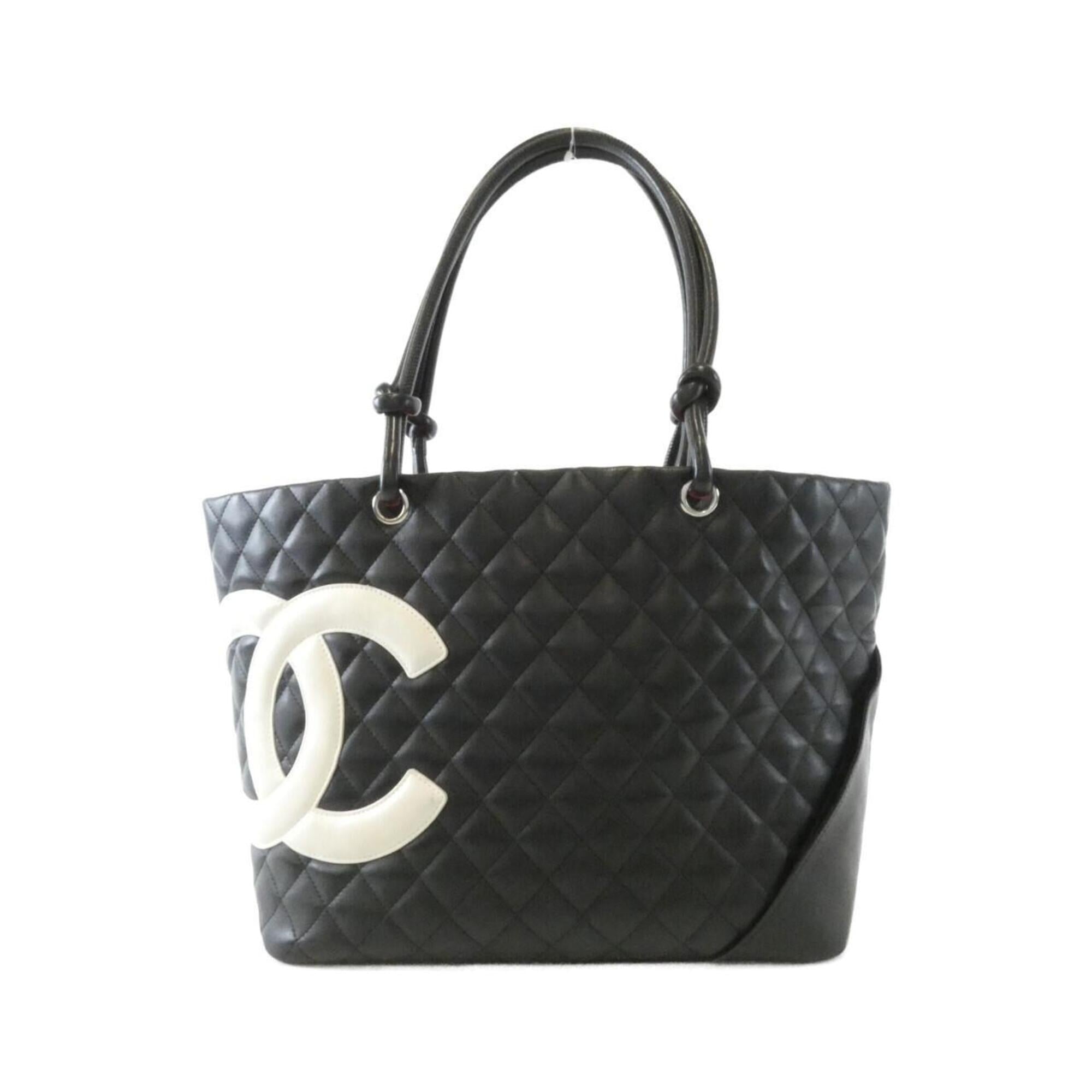 Chanel Black White Leather Handbag (Pre-Owned)