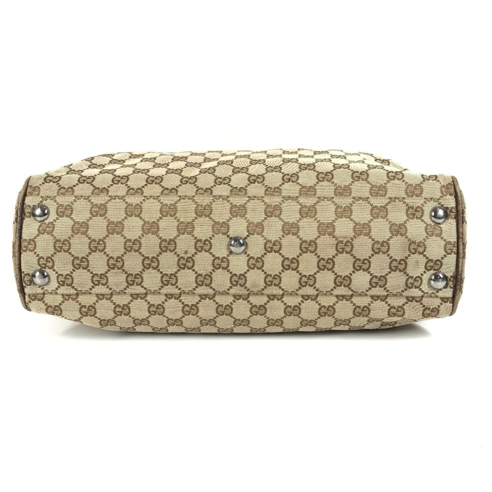 Gucci Beige Dark Brown Gg Canvas Shoulder Bag Tote Bag (Pre-Owned)