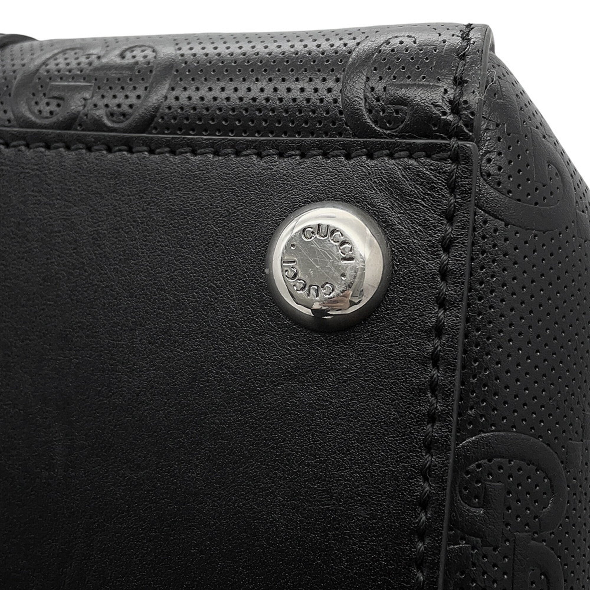 Gucci Black Leather Handbag Tote Bag (Pre-Owned)