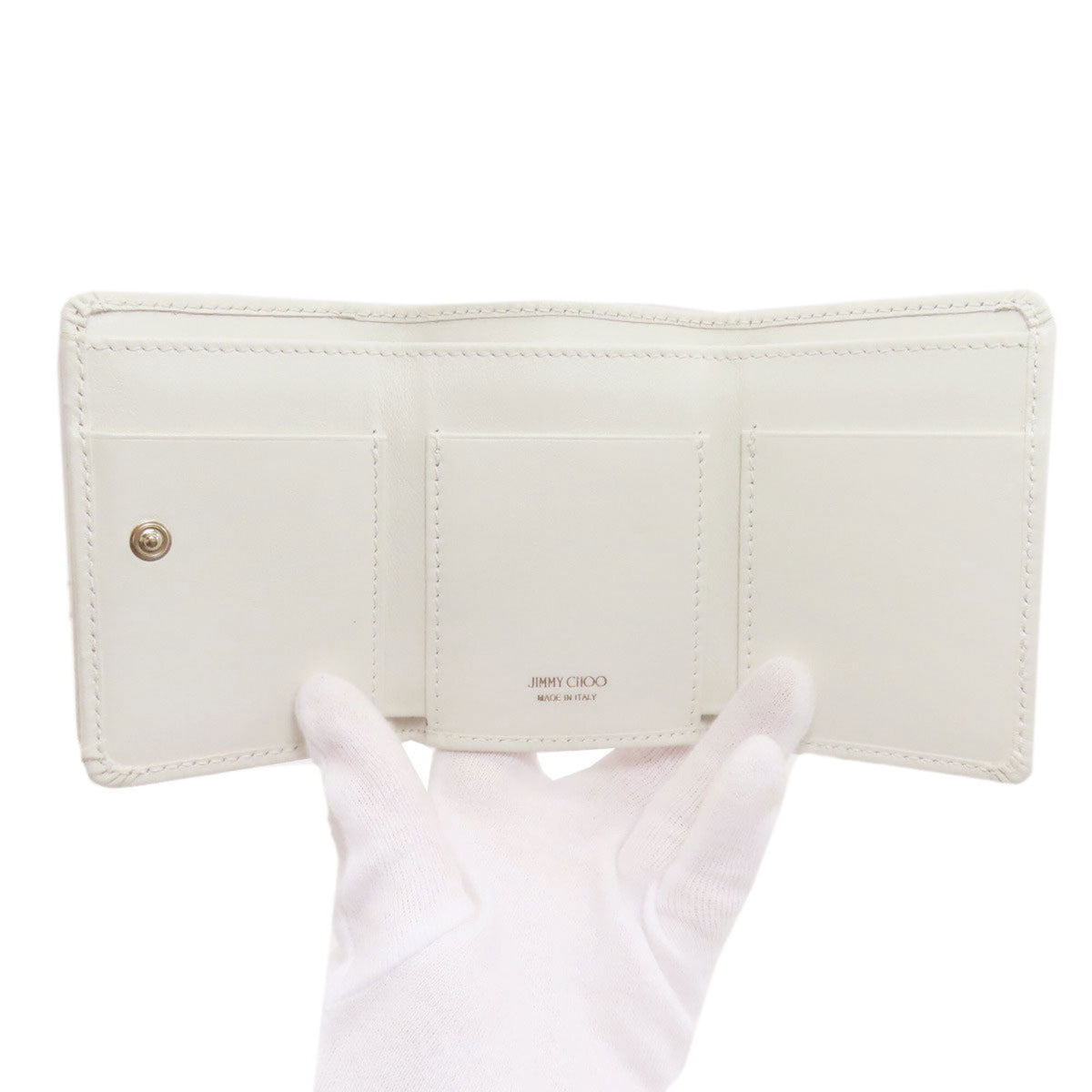 Jimmy Choo White Leather Wallet (Tri-Fold) (Pre-Owned)