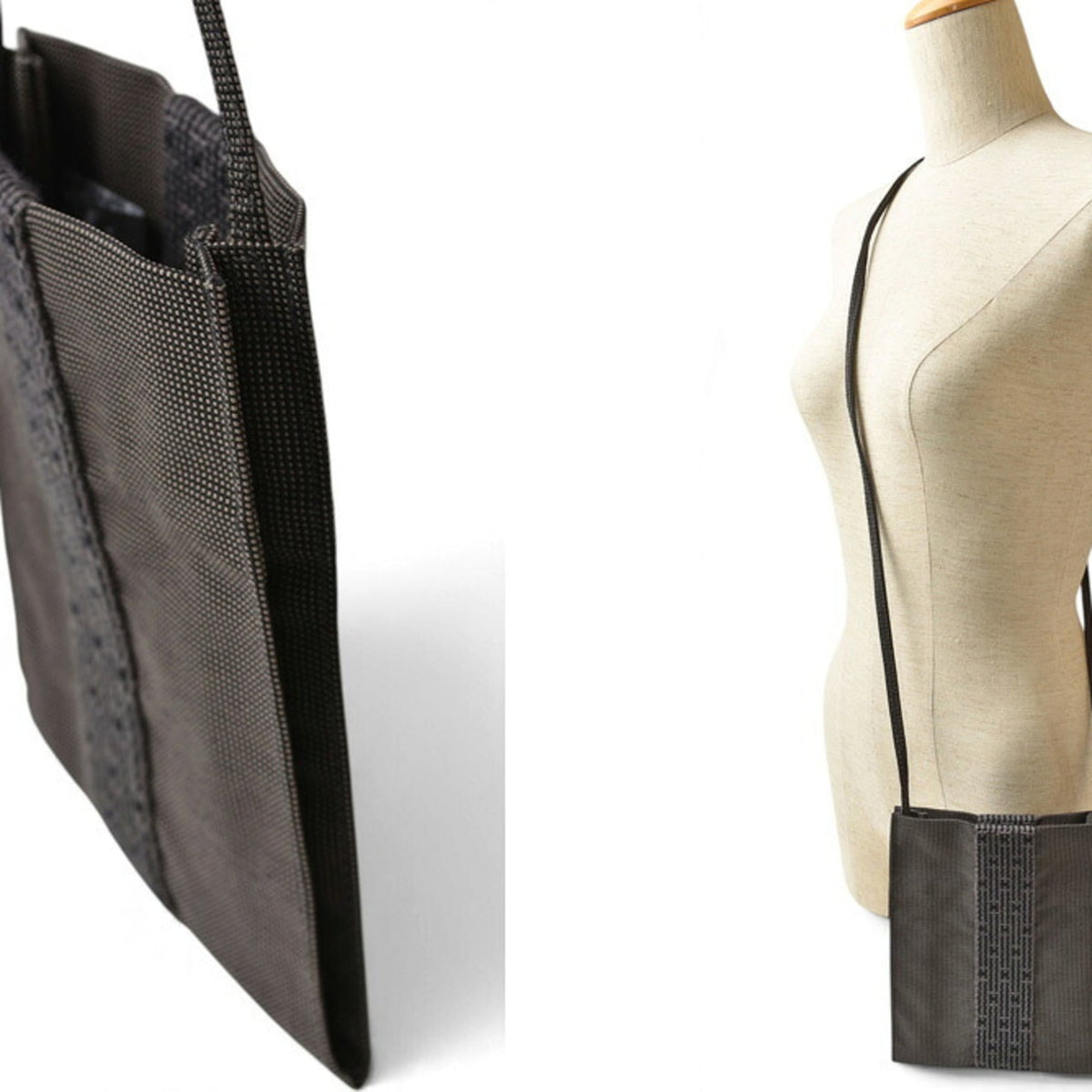 Hermes Her Line Gray Nylon Pochette Shoulder Bag (Pre-Owned)