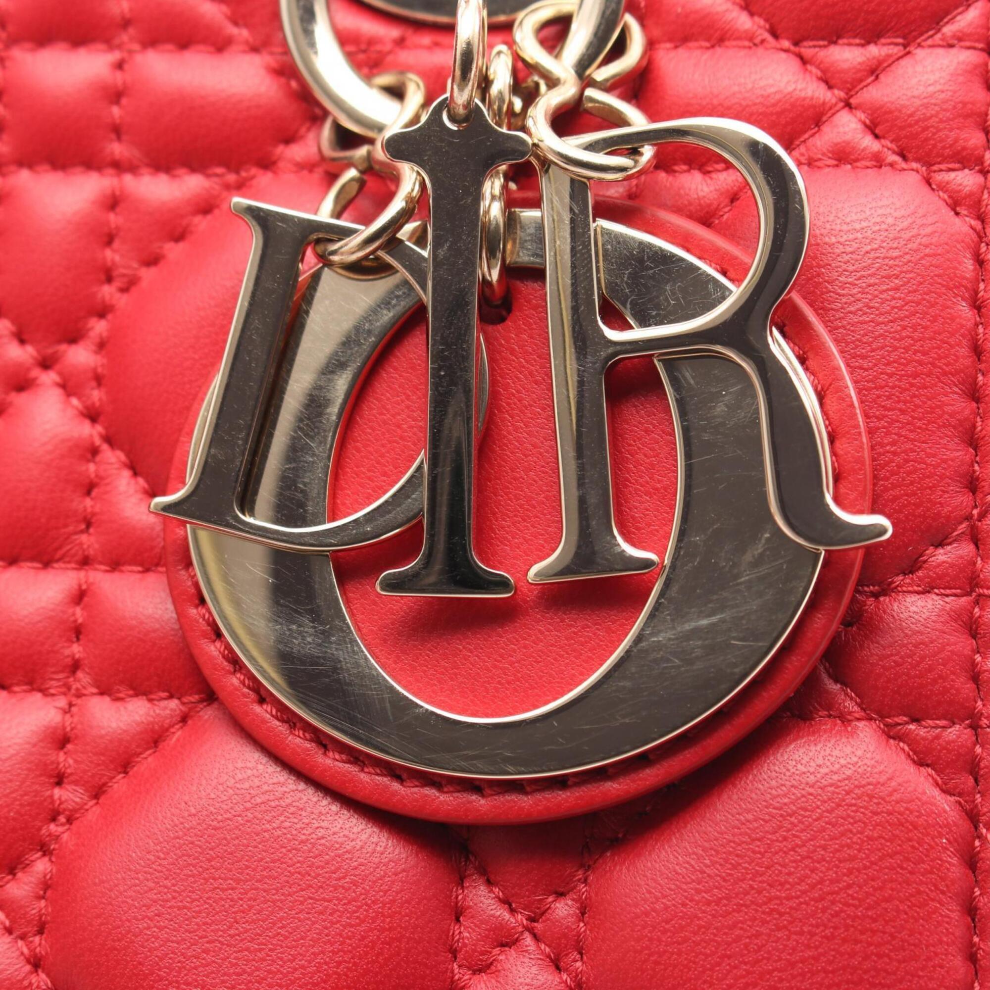 Christian Dior Red Color Leather Handbag (Pre-Owned)