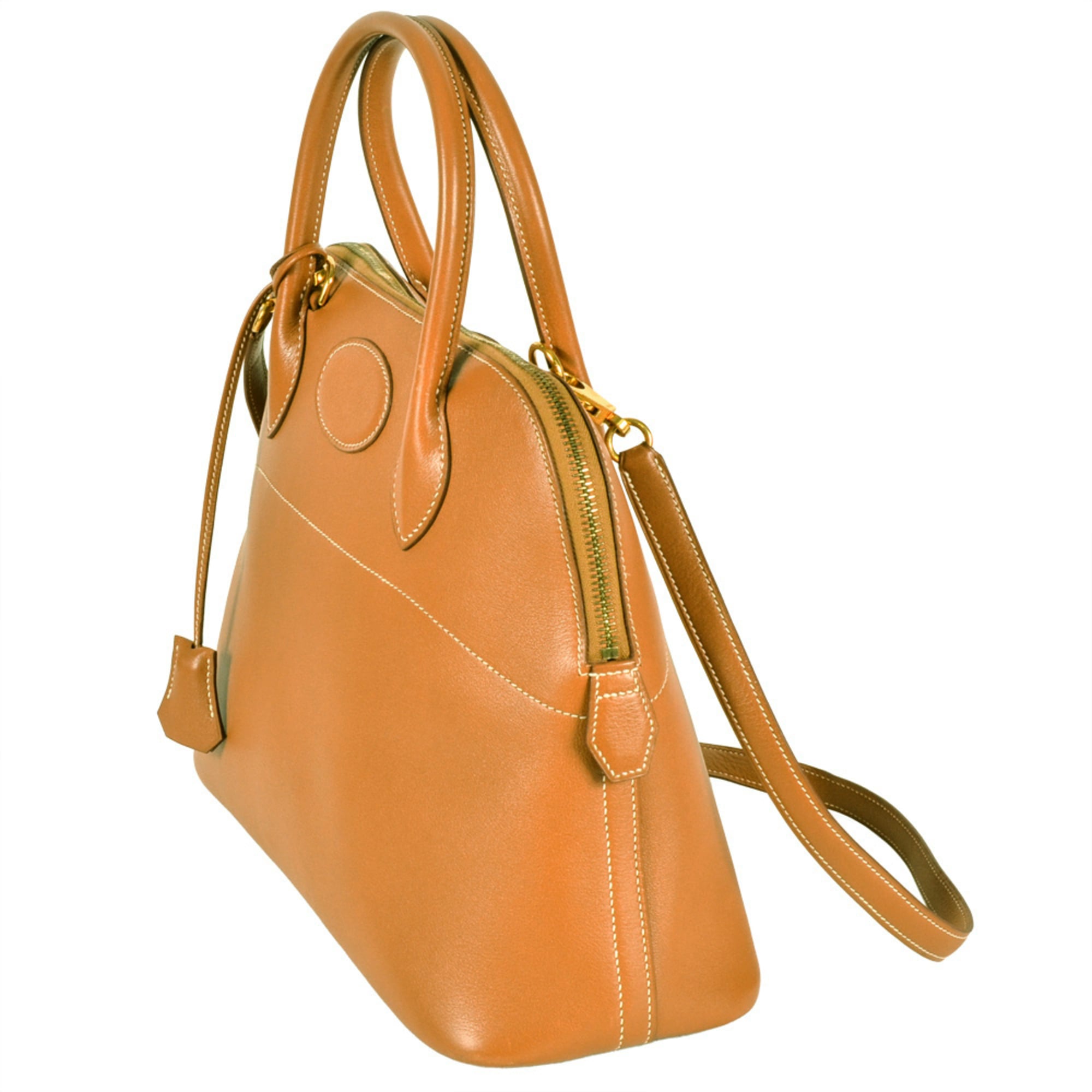 Hermes Bolide Gold Barenia Leather Handbag (Pre-Owned)