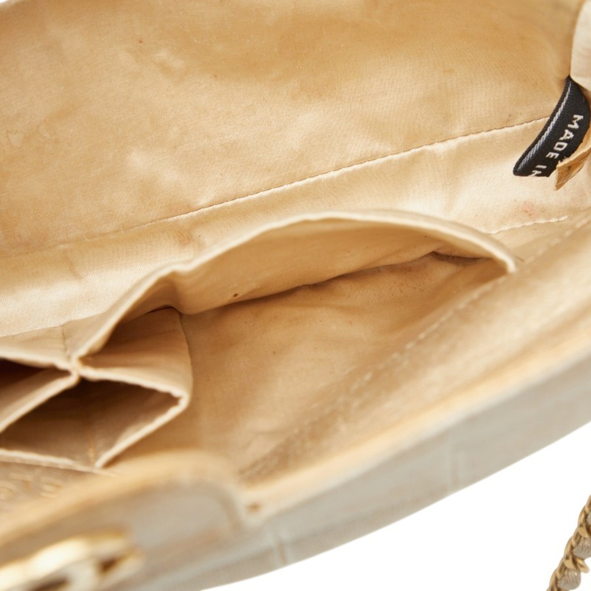 Chanel Beige Gold Nylon Leather Shoulder Bag (Pre-Owned)