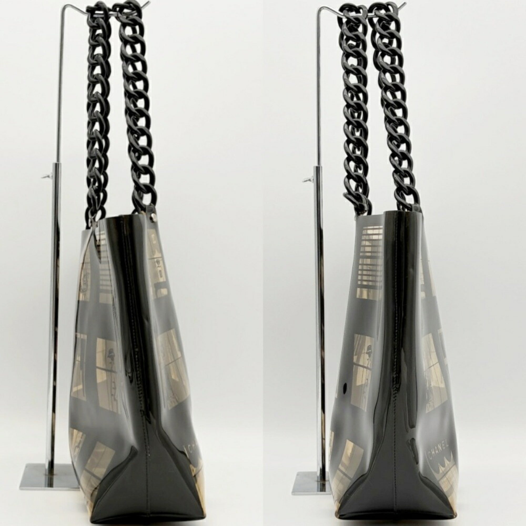 Chanel Black Clear Vinyl Plastic Tote Bag (Pre-Owned)