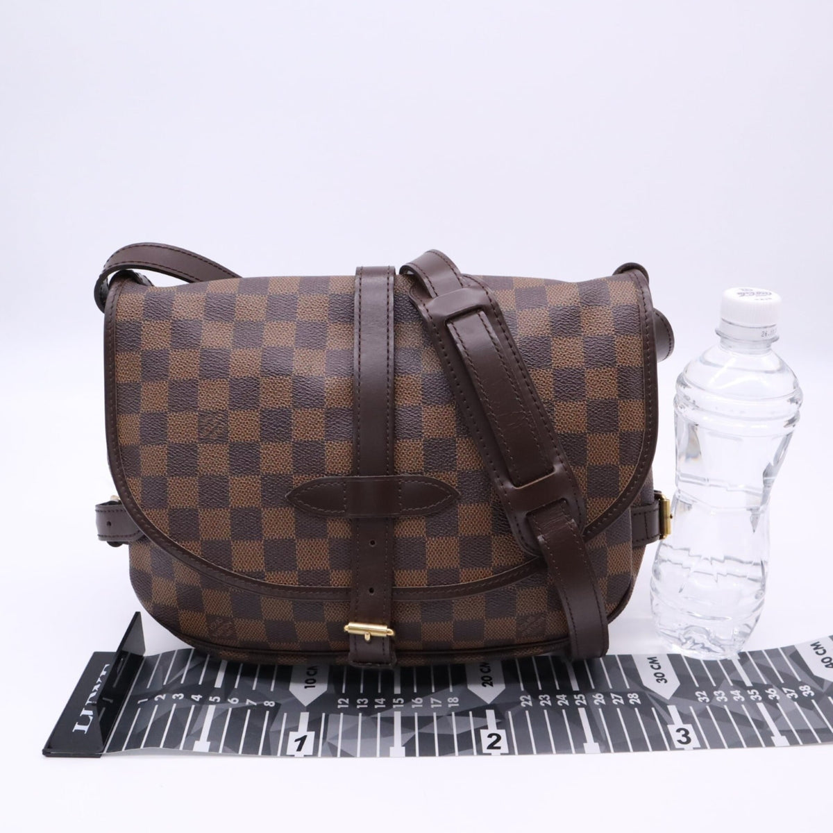 Louis Vuitton Beige Brown Coated Canvas Leather Shoulder Bag (Pre-Owned)