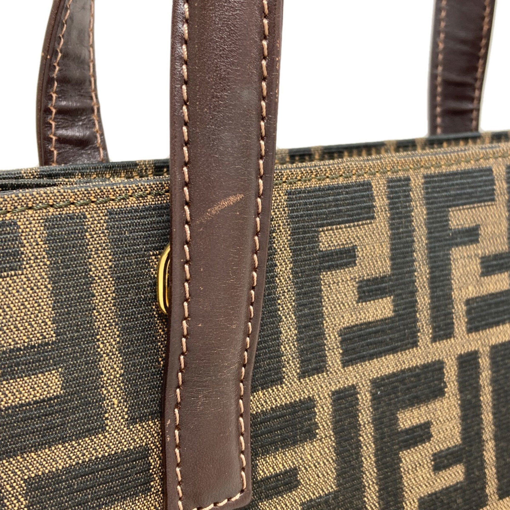 Fendi Brown Canvas Leather Handbag (Pre-Owned)