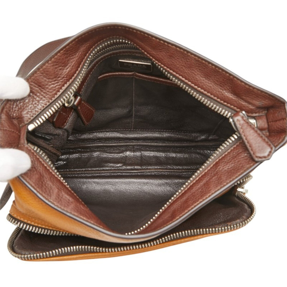 Prada Brown Camel Leather Shoulder Bag (Pre-Owned)