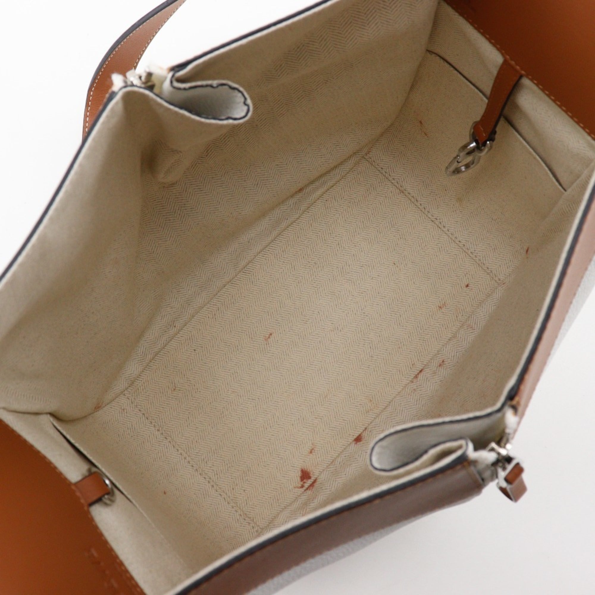 Loewe Hammock Brown White Leather Handbag (Pre-Owned)