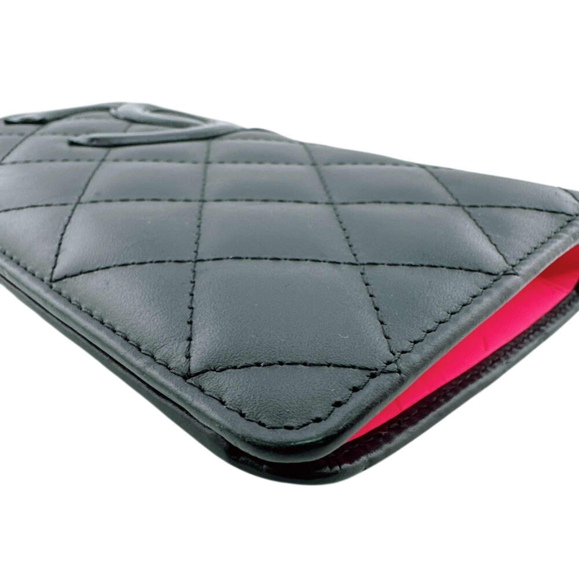 Chanel Black Pink Leather Long Wallet (Bi-Fold) (Pre-Owned)