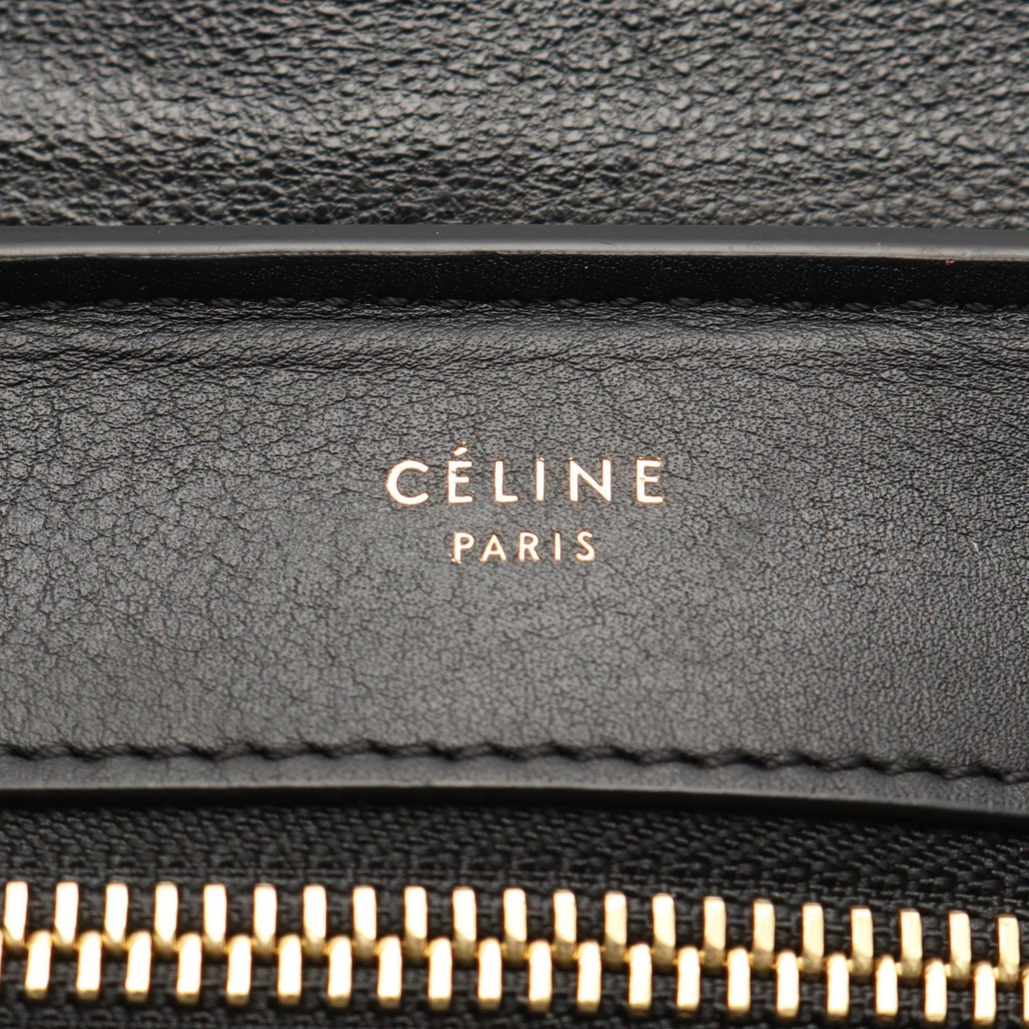 Celine Beige Black Pink Leather Suede Handbag (Pre-Owned)