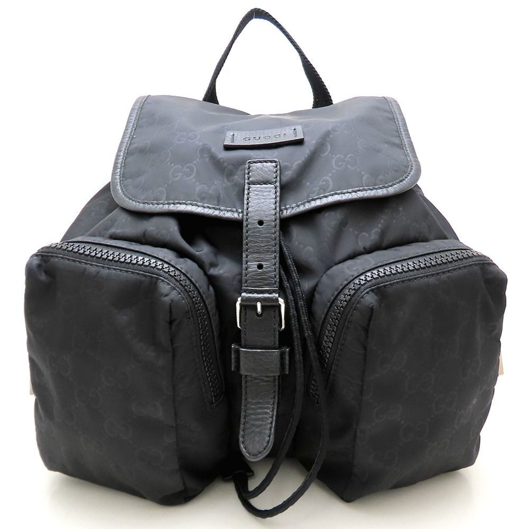 Gucci Black Nylon Leather Backpack (Pre-Owned)