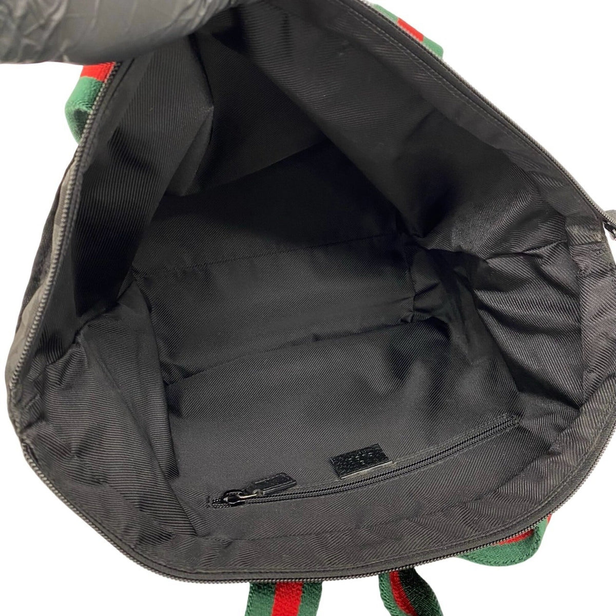 Gucci Black Green Red Color Nylon Leather Handbag Shoulder Bag Tote Bag (Pre-Owned)