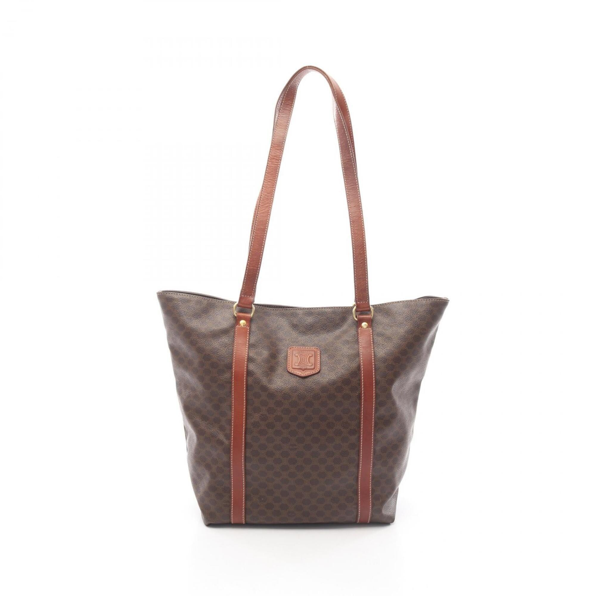 Celine Brown Coated Canvas Leather Handbag Tote Bag (Pre-Owned)