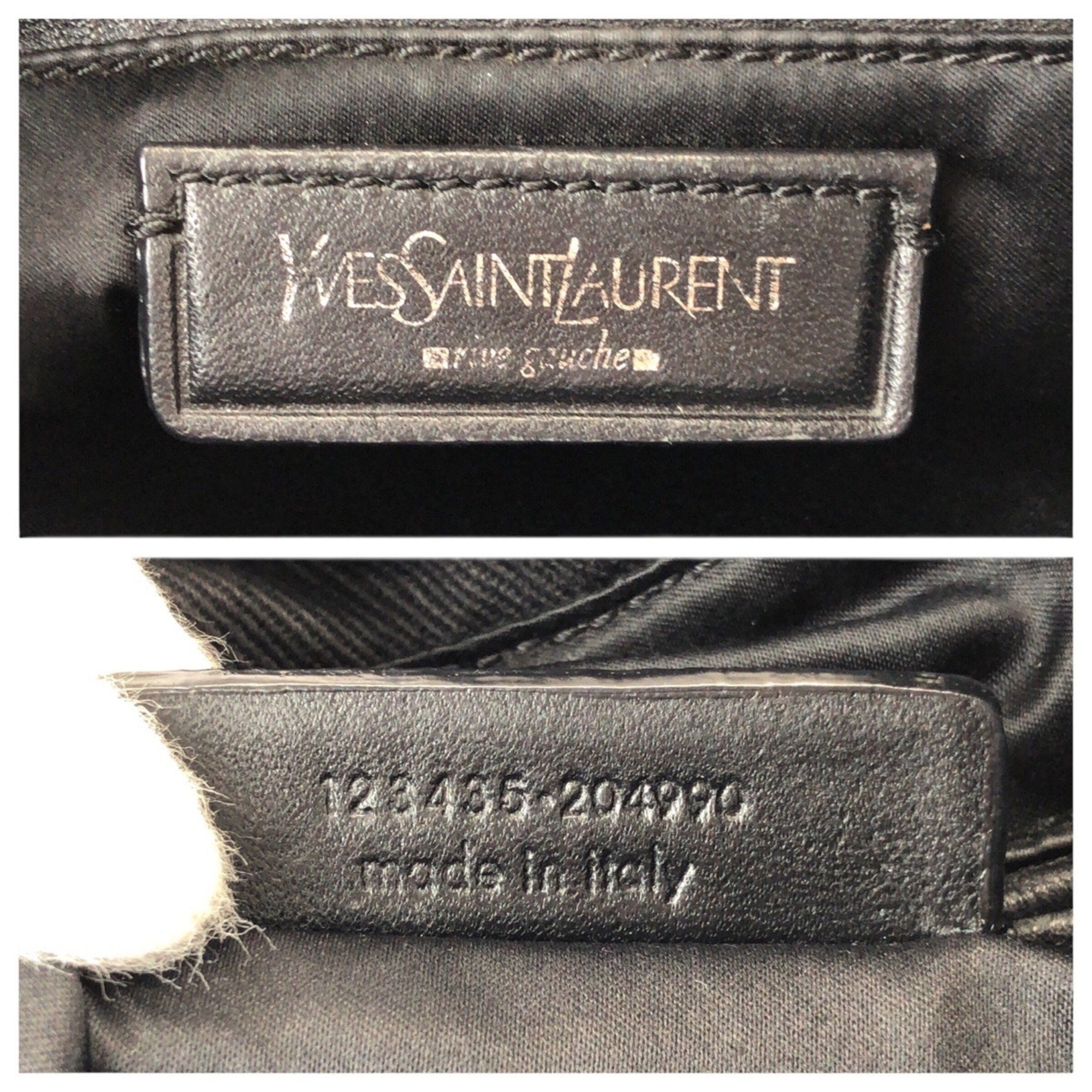 Yves Saint Laurent Black Canvas Leather Shoulder Bag Tote Bag (Pre-Owned)