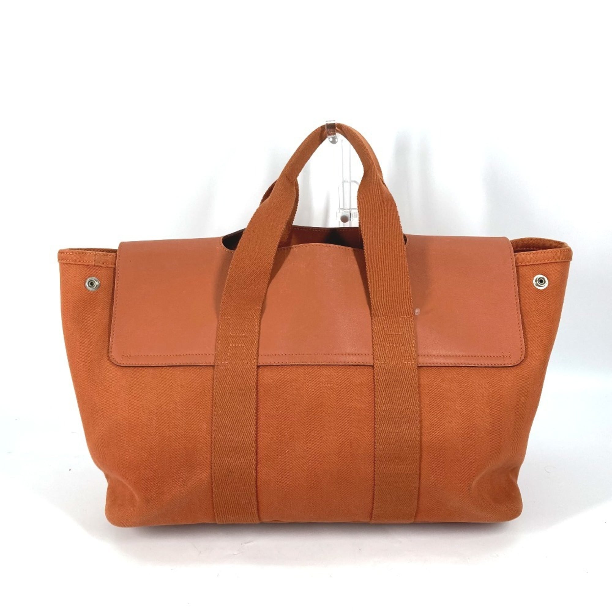 Hermes Orange Canvas Leather Handbag Pouch Tote Bag (Pre-Owned)