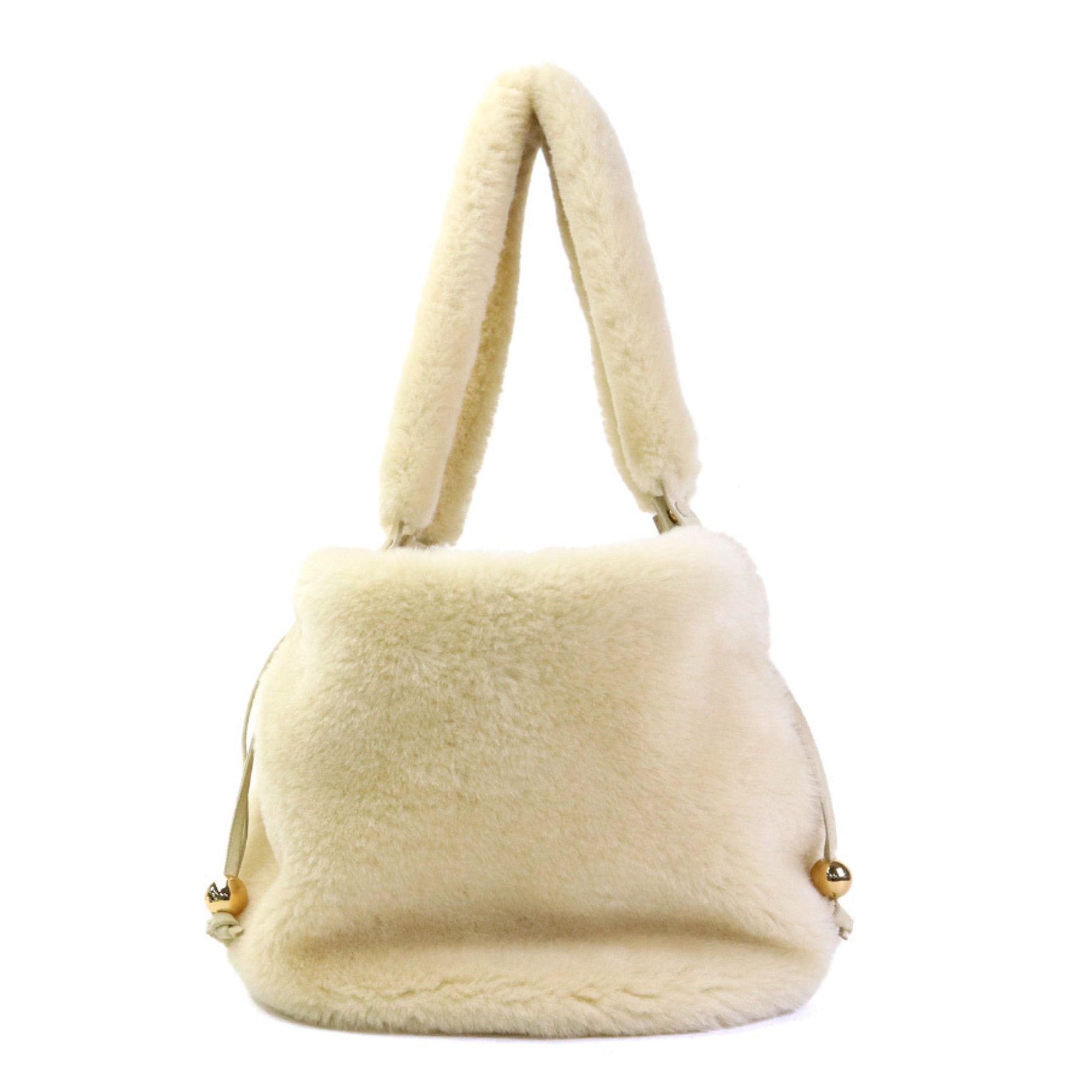 Bottega Veneta Cream Fur Suede Shoulder Bag (Pre-Owned)