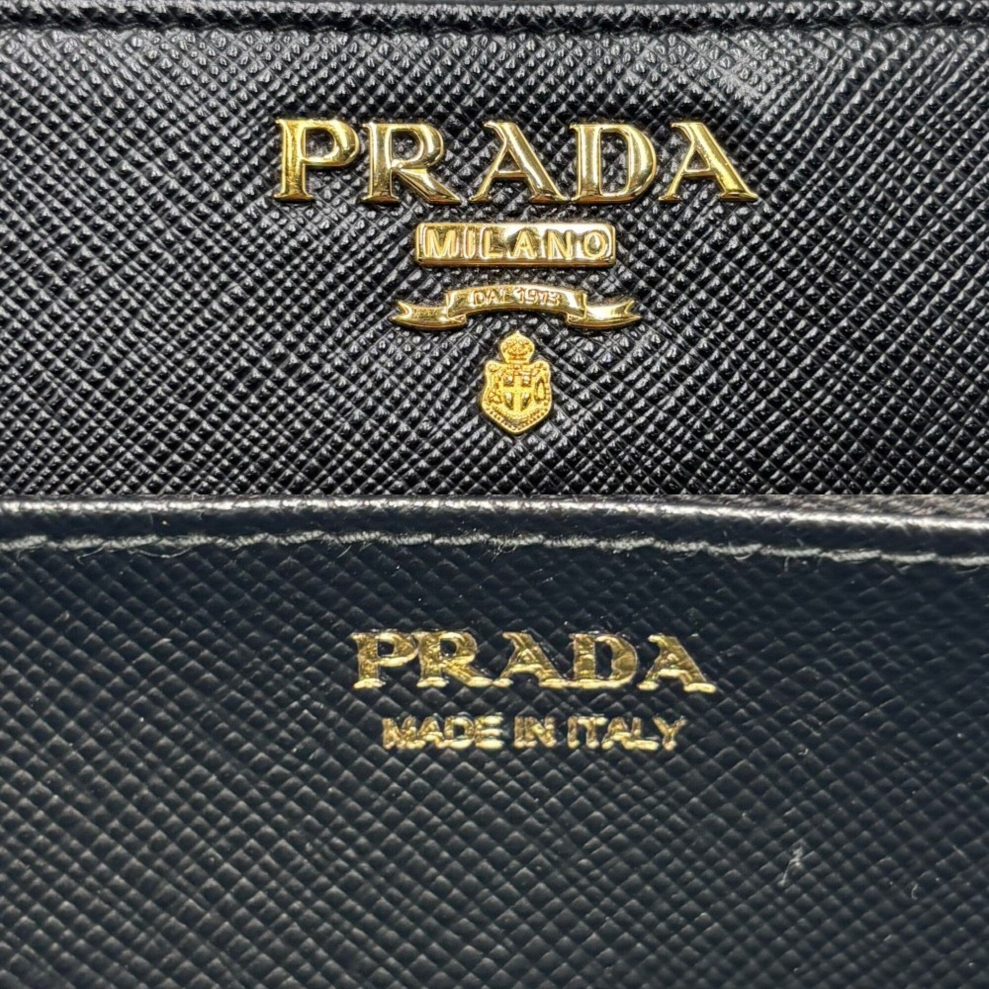 Prada Black Leather Long Wallet (Bi-Fold) (Pre-Owned)
