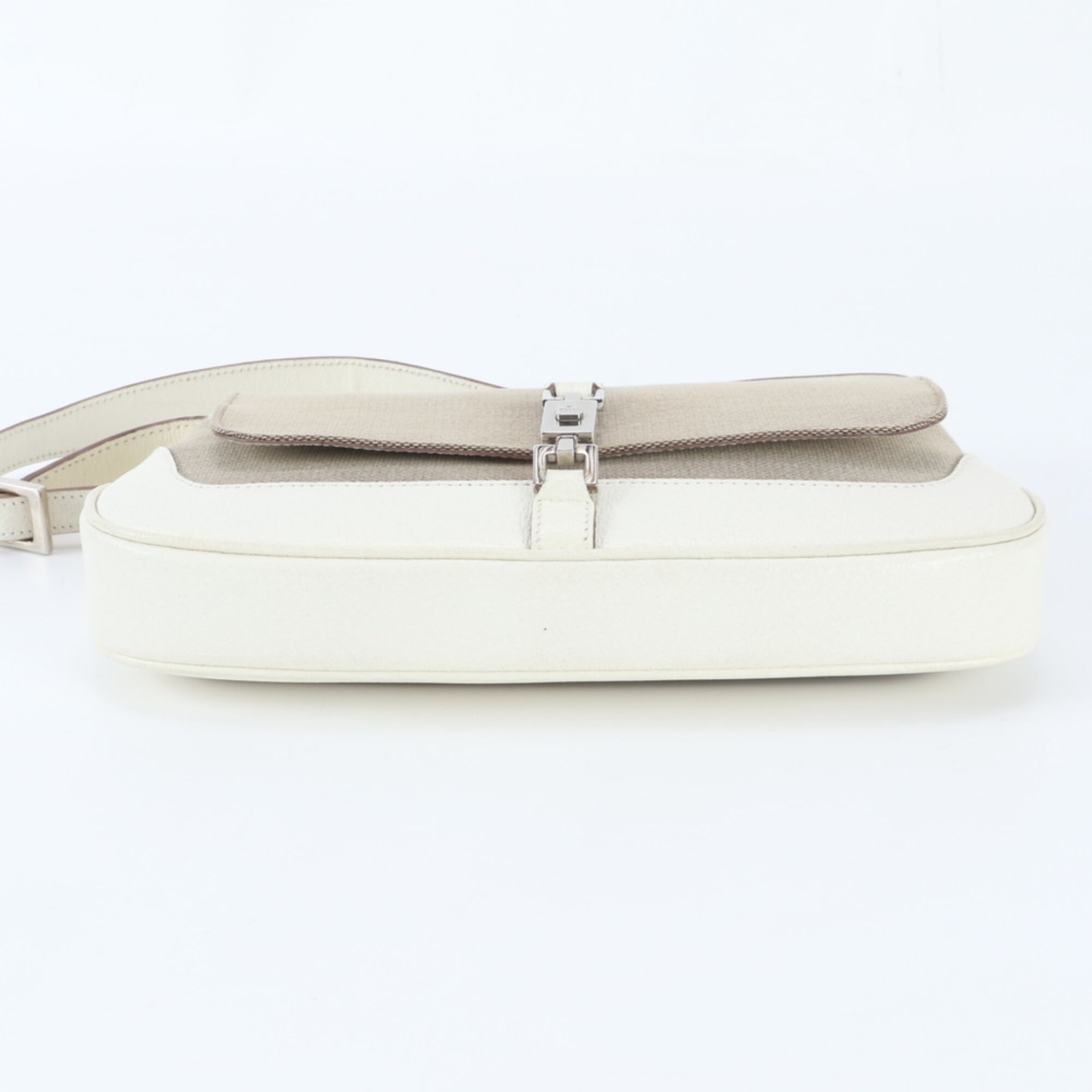 Gucci Jackie Beige Leather Canvas Shoulder Bag Tote Bag (Pre-Owned)