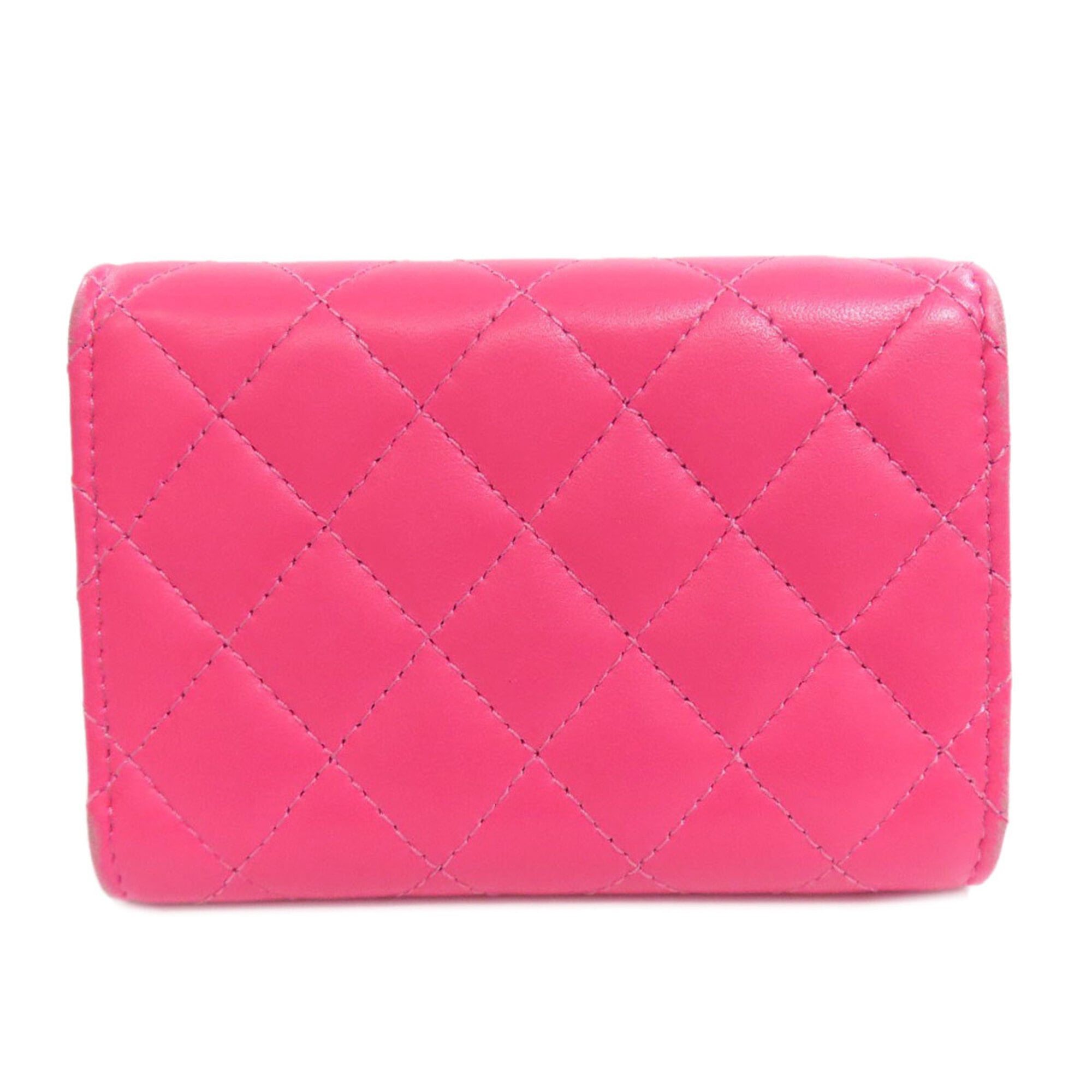 Chanel Boy Chanel Pink Leather Wallet (Tri-Fold) (Pre-Owned)