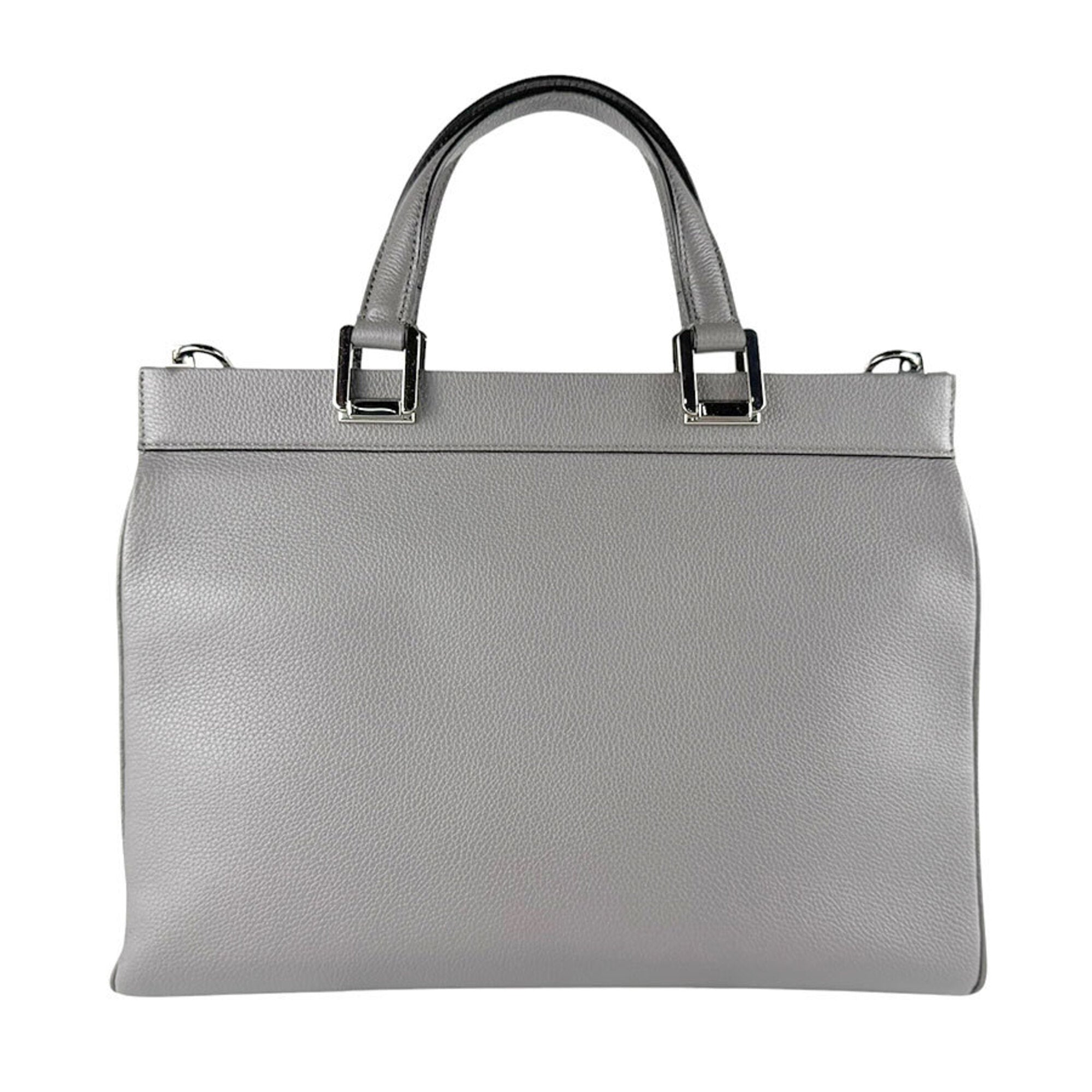 Gucci Gray Leather Handbag Shoulder Bag (Pre-Owned)