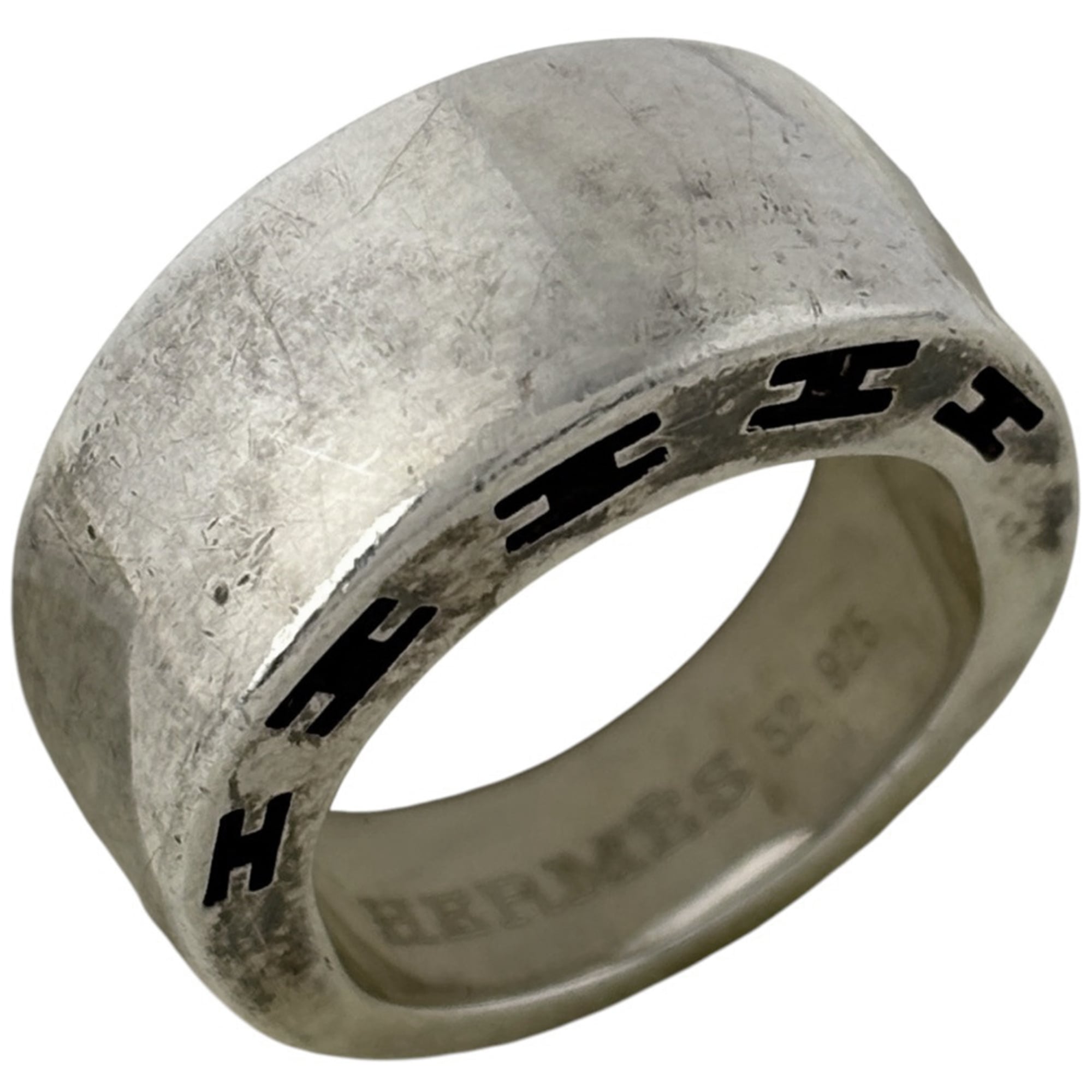Hermes Silver 925 Band Ring (Pre-Owned)