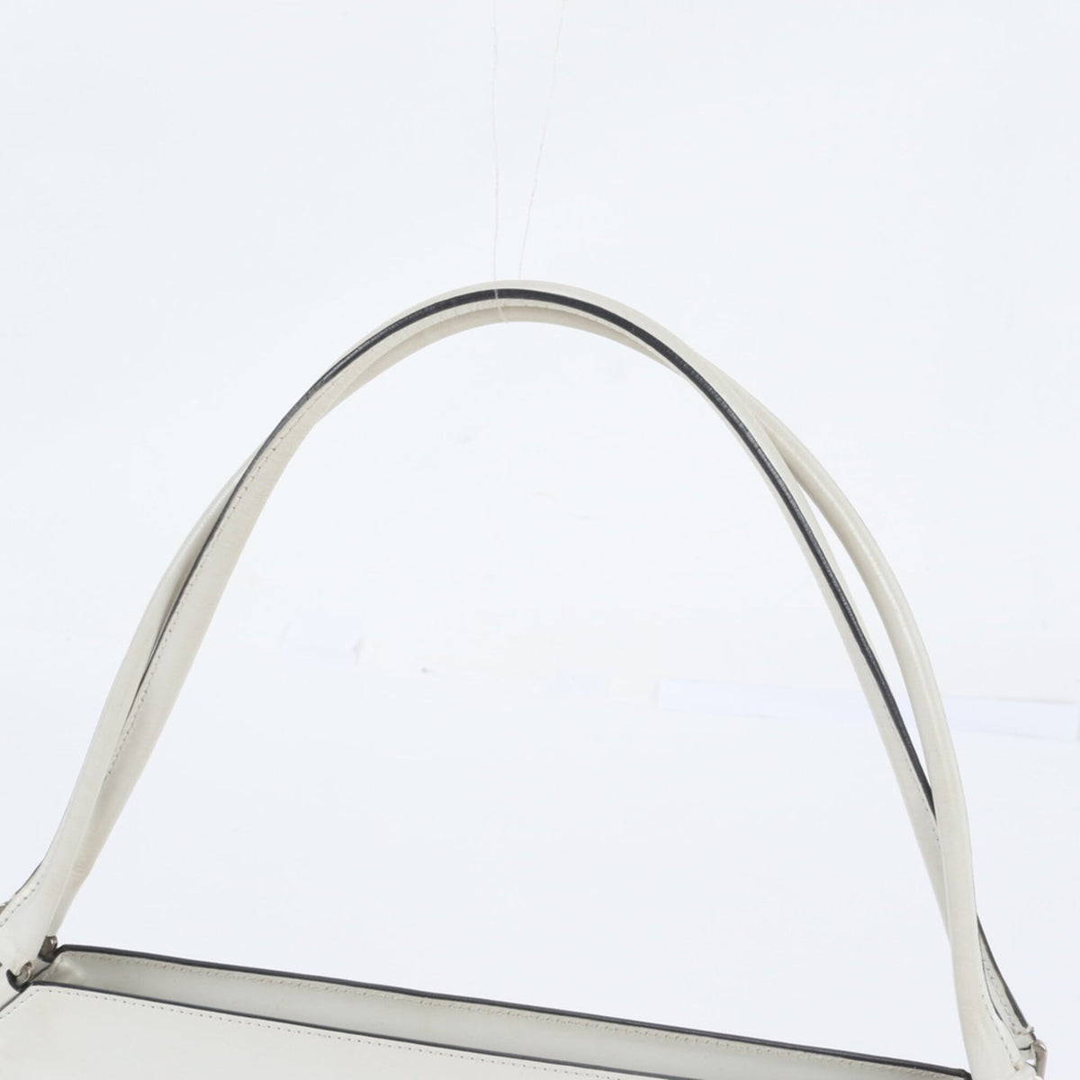 Prada White Leather Handbag Shoulder Bag Tote Bag (Pre-Owned)