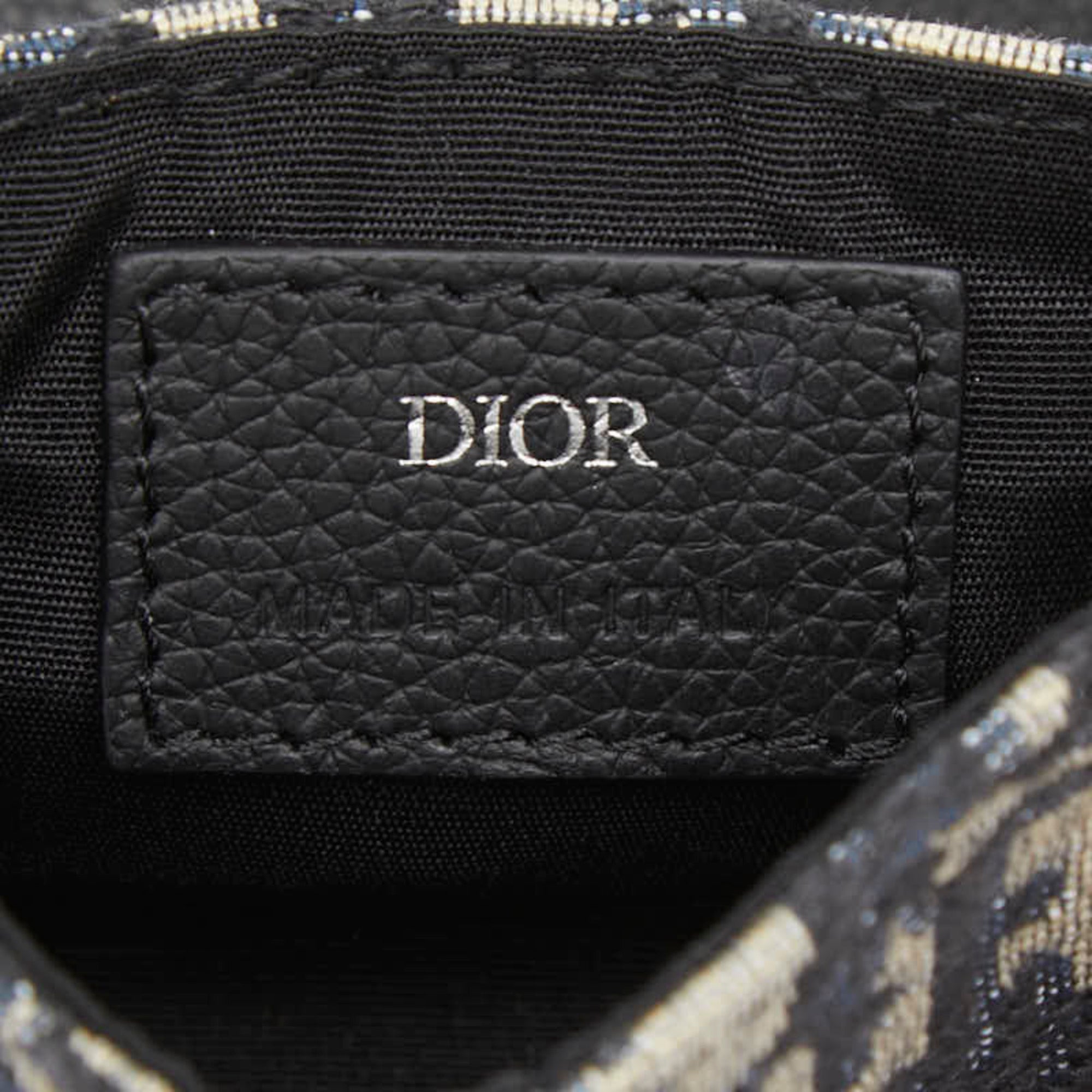 Christian Dior Beige Black Navy Canvas Leather Handbag Pouch Shoulder Bag (Pre-Owned)