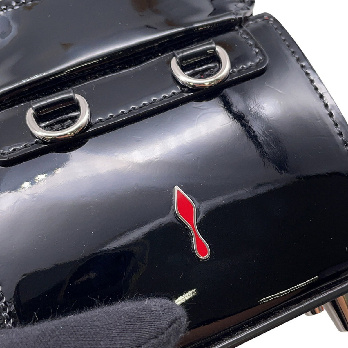 Christian Louboutin Black Patent Leather Handbag Shoulder Bag (Pre-Owned)
