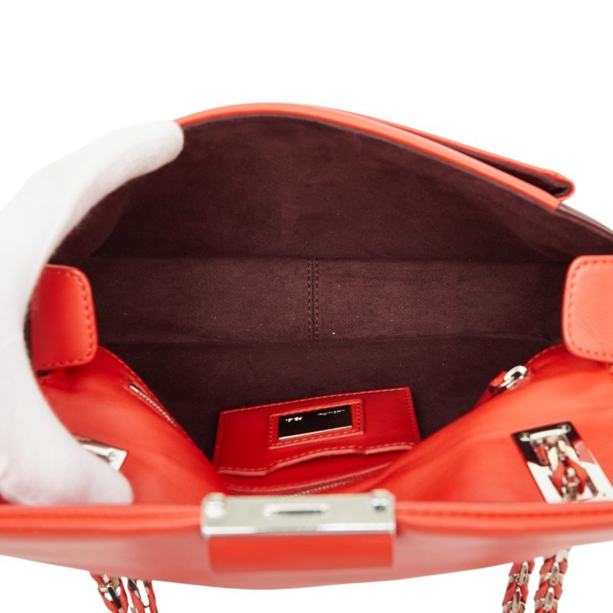 Fendi Bordeaux Red Color Leather Shoulder Bag (Pre-Owned)