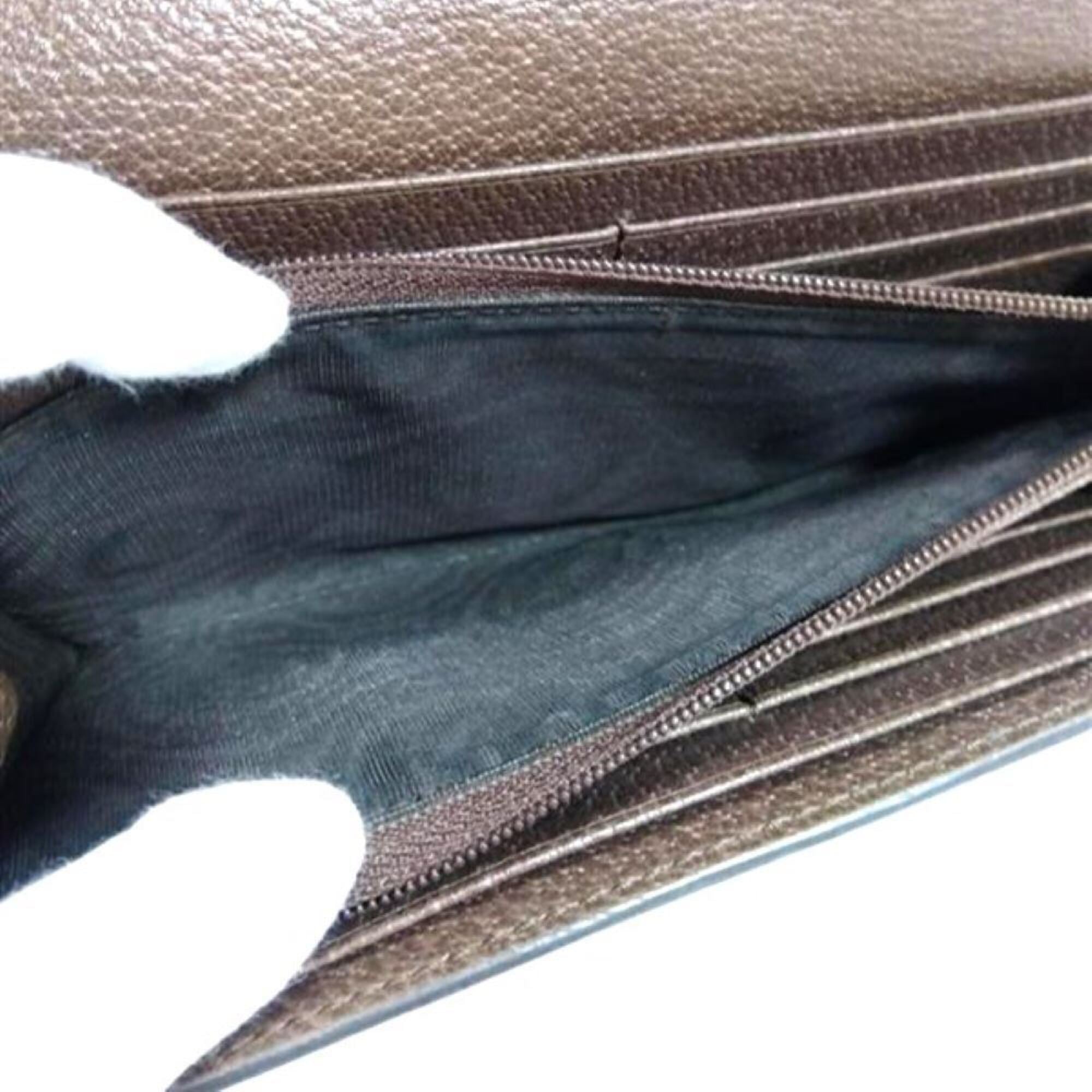 Gucci Black Brown Gg Supreme Canvas Long Wallet (Bi-Fold) (Pre-Owned)