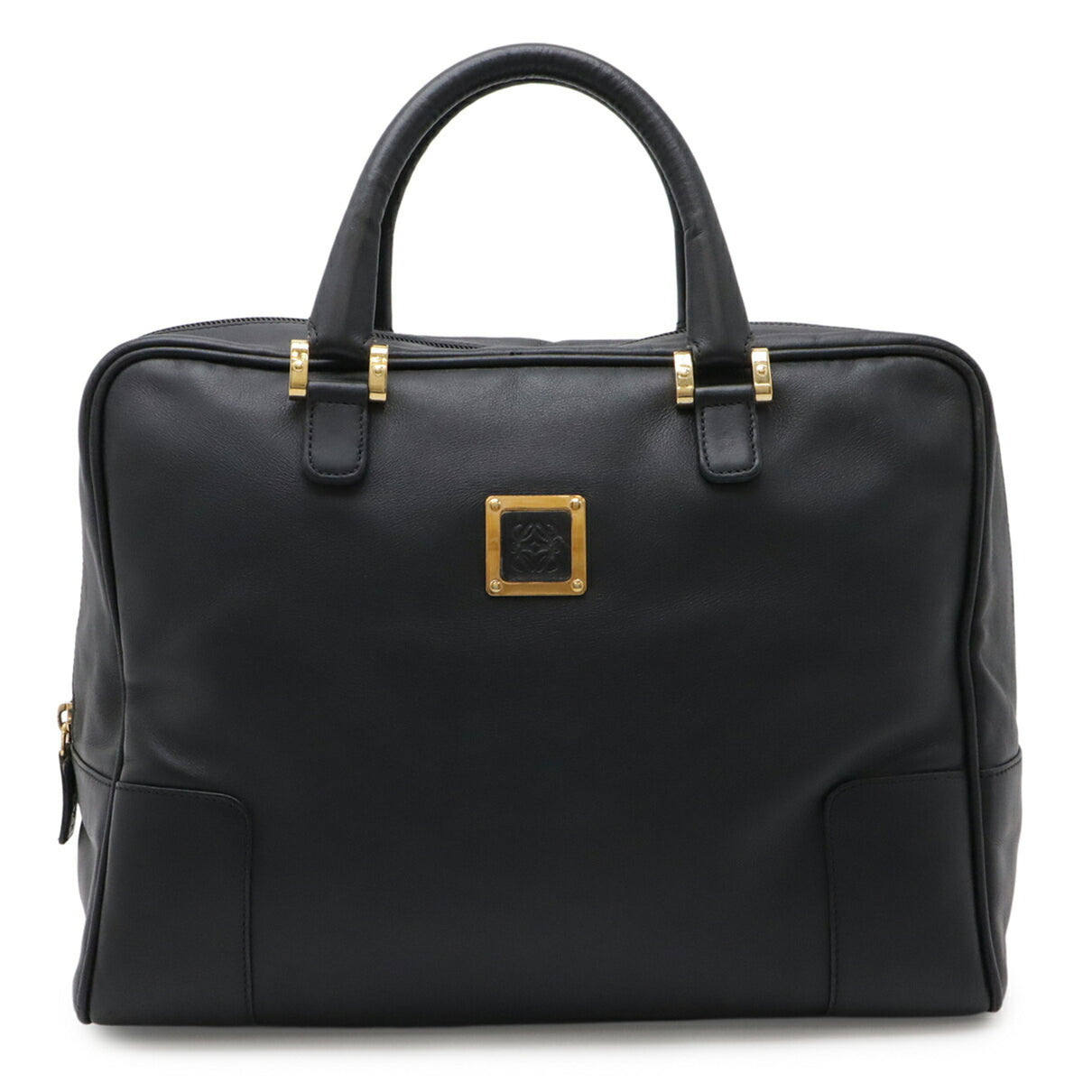 Loewe Black Leather Boston Bag Handbag (Pre-Owned)