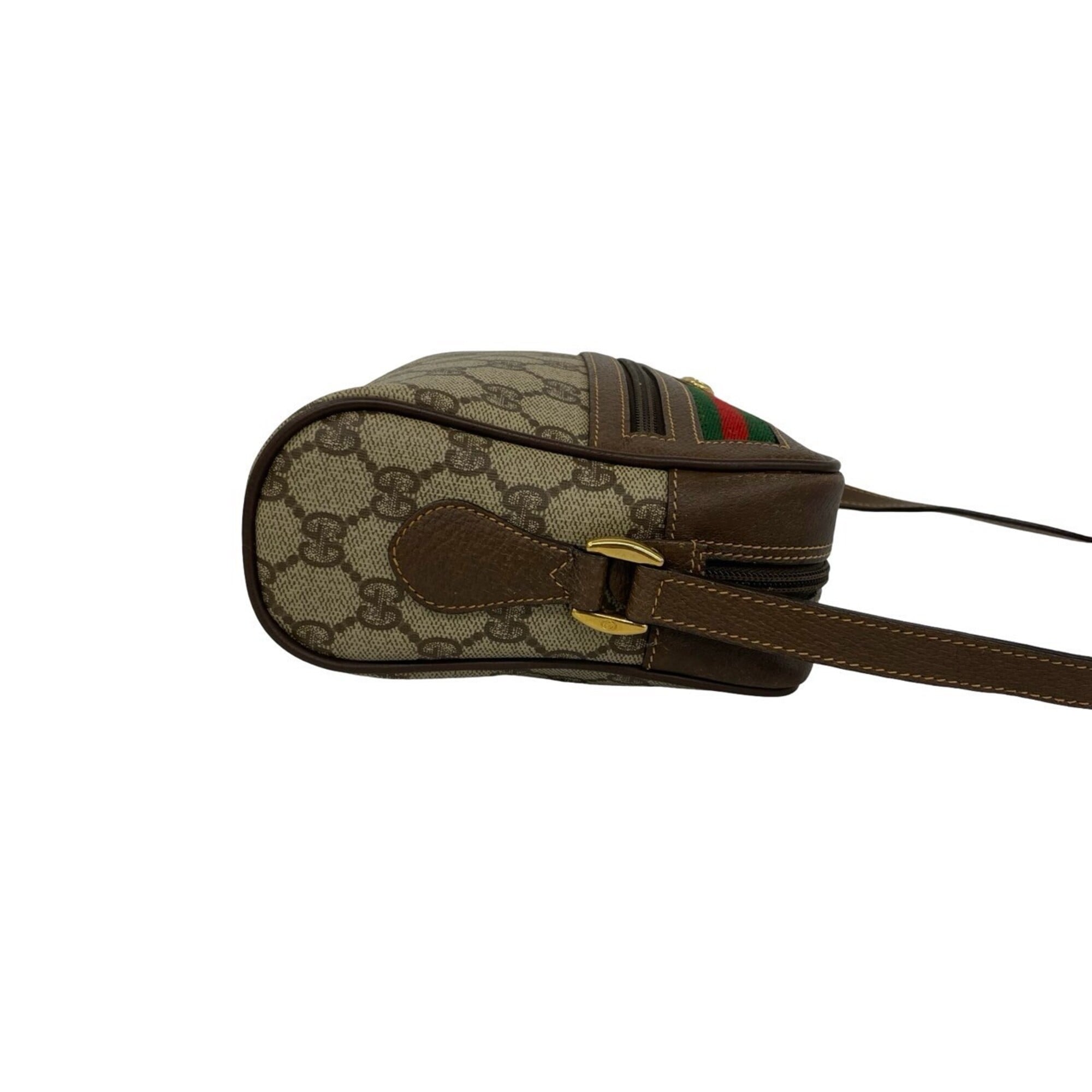 Gucci Brown Green Red Color Leather Pvc Shoulder Bag (Pre-Owned)