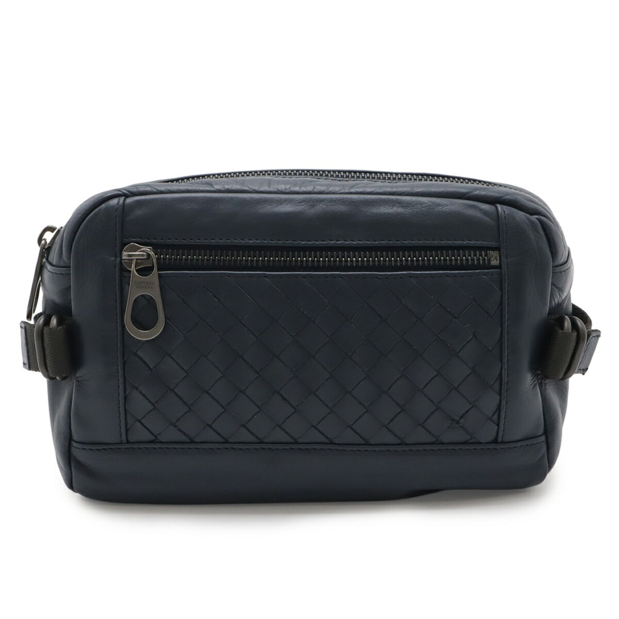 Bottega Veneta Intrecciato Navy Leather Sling Bag (Pre-Owned)