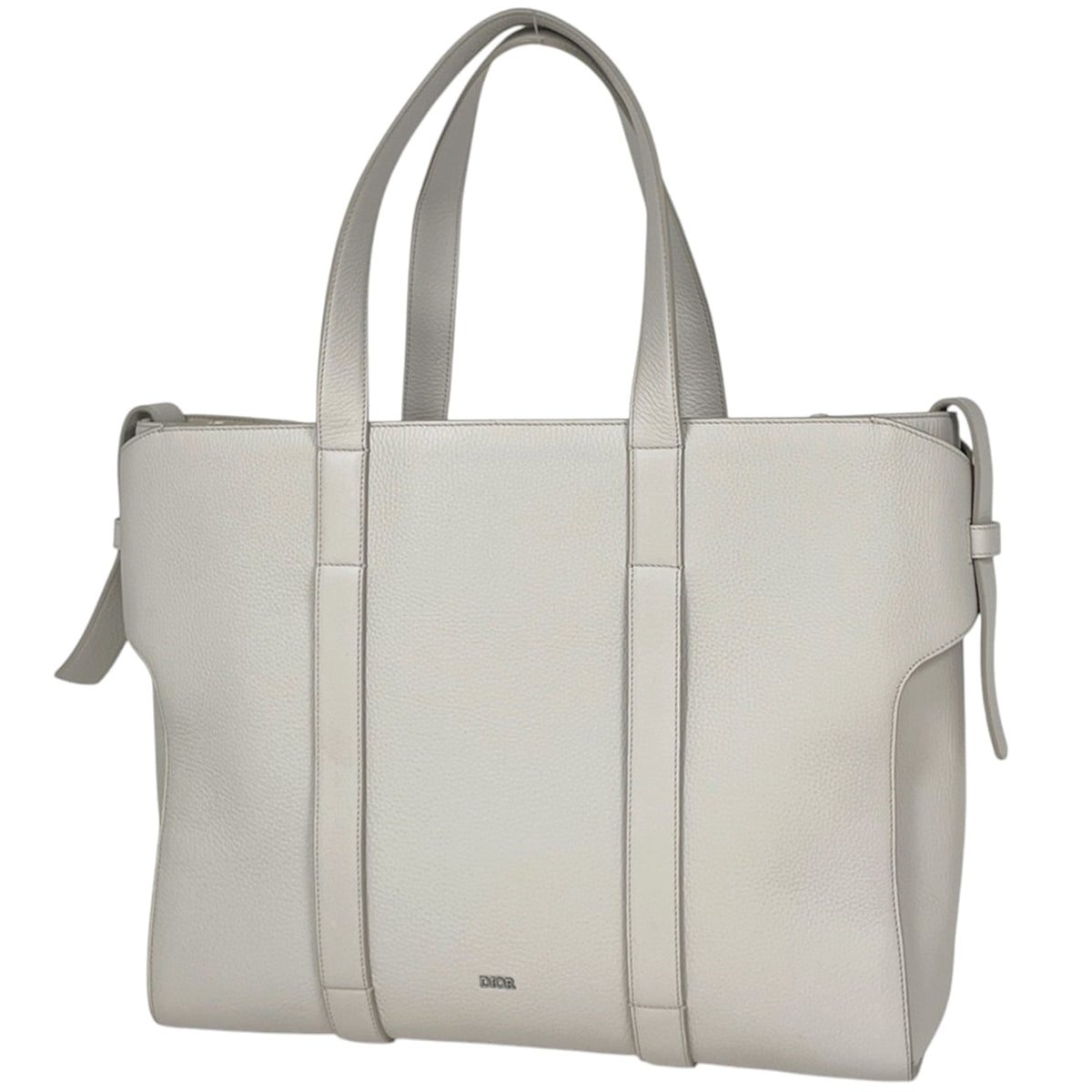 Christian Dior Light Gray Leather Tote Bag (Pre-Owned)