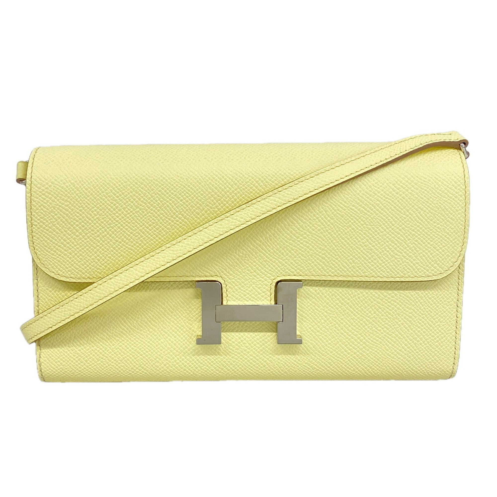 Hermes Yellow Epsom Leather Leather Chain/Shoulder Wallet (Pre-Owned)