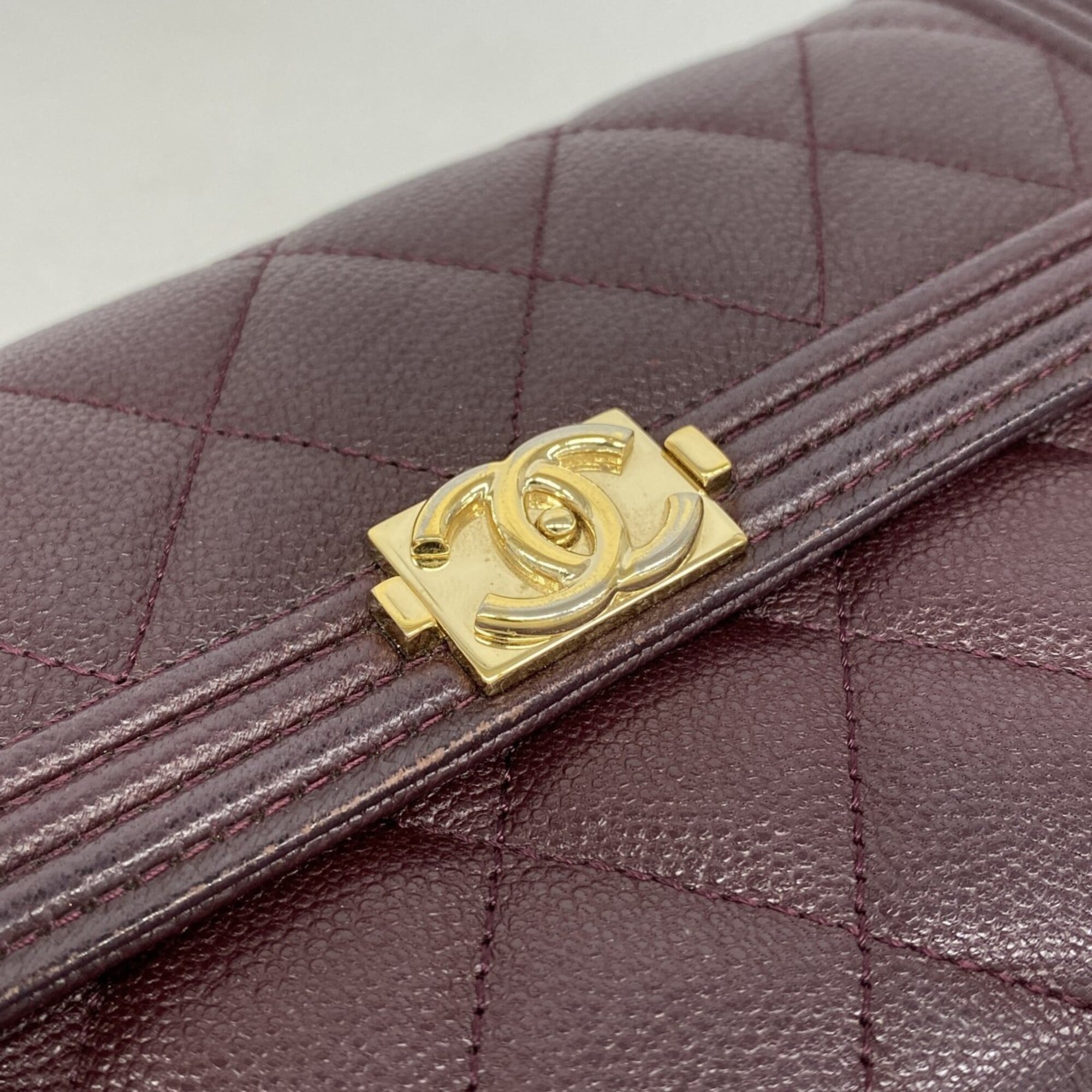 Chanel Bordeaux Grained Calfskin Long Wallet (Bi-Fold) (Pre-Owned)