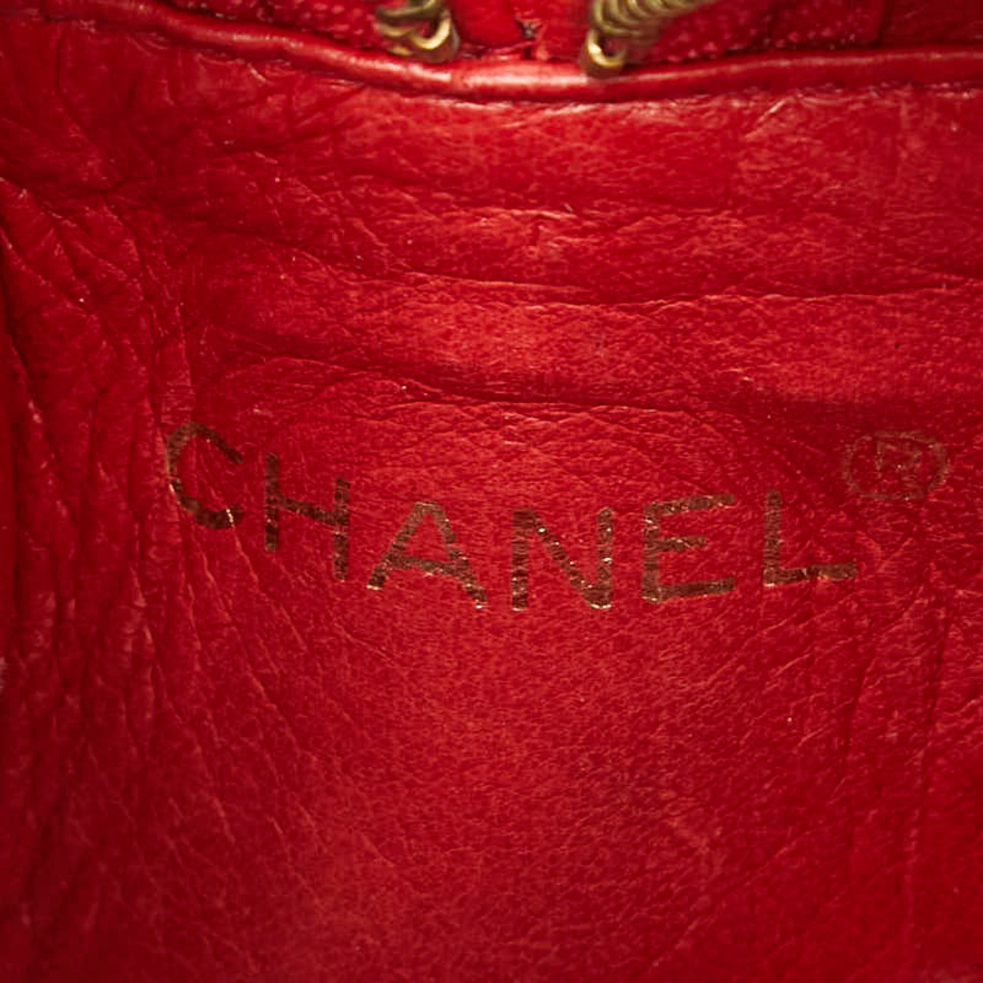 Chanel Red Color Vinyl Leather Shoulder Bag (Pre-Owned)