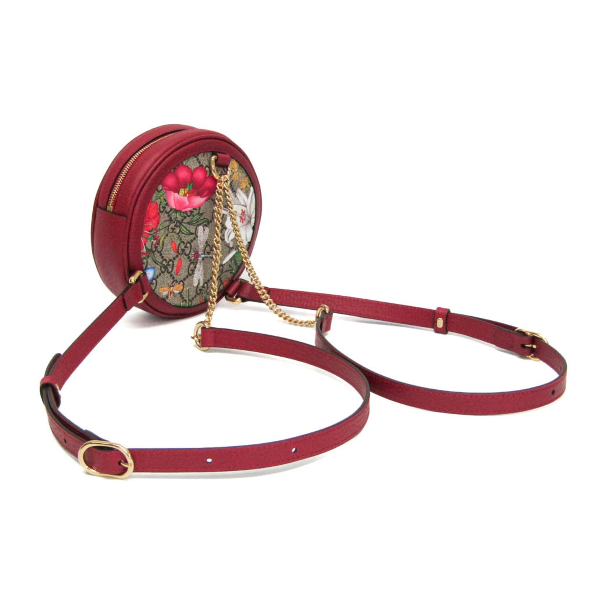 Gucci Ophidia Round Backpack Flora Gg Coated Canvas Multicolour Canvas Backpack Bag (Pre-Owned)