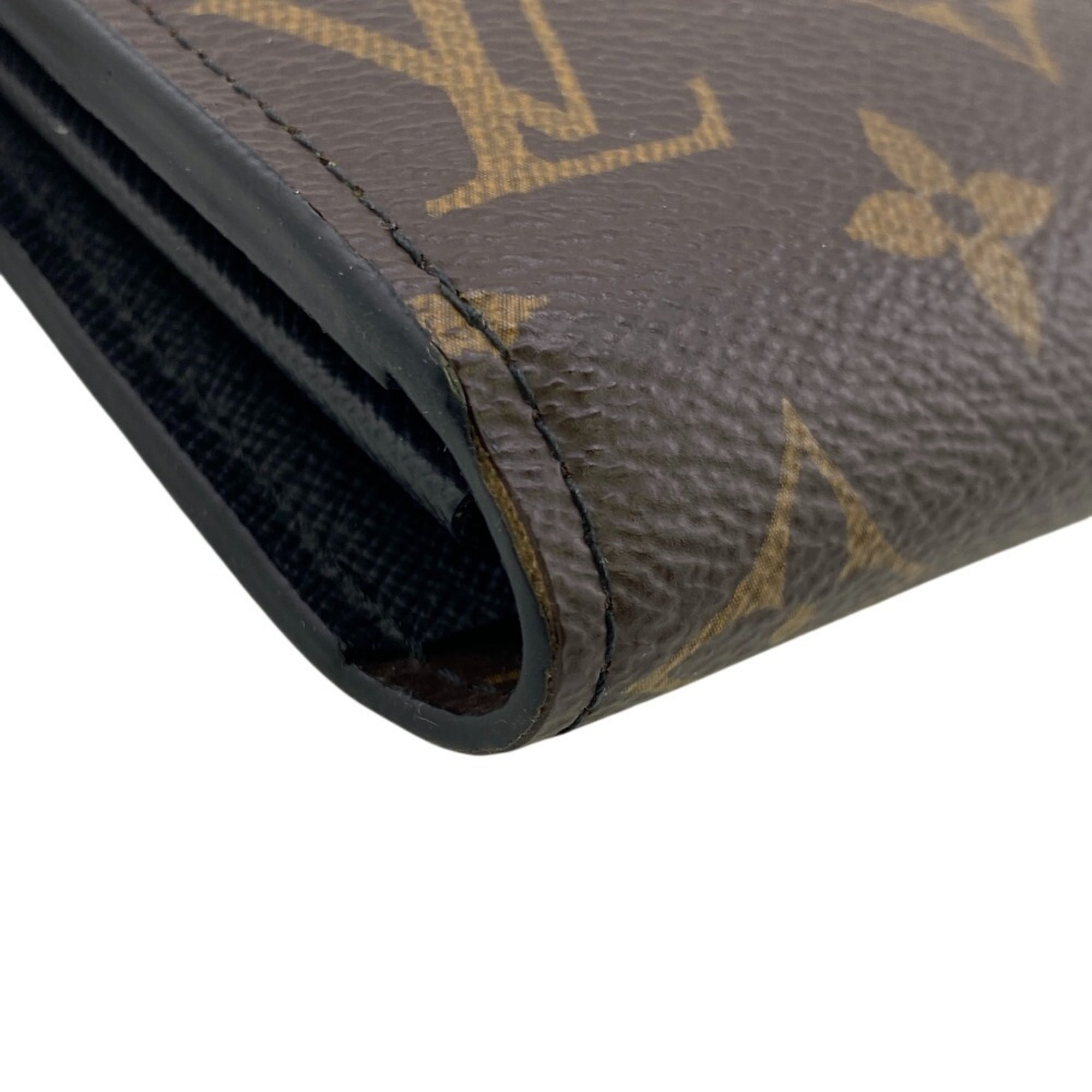 Louis Vuitton Brown Monogram Leather Long Wallet (Bi-Fold) (Pre-Owned)