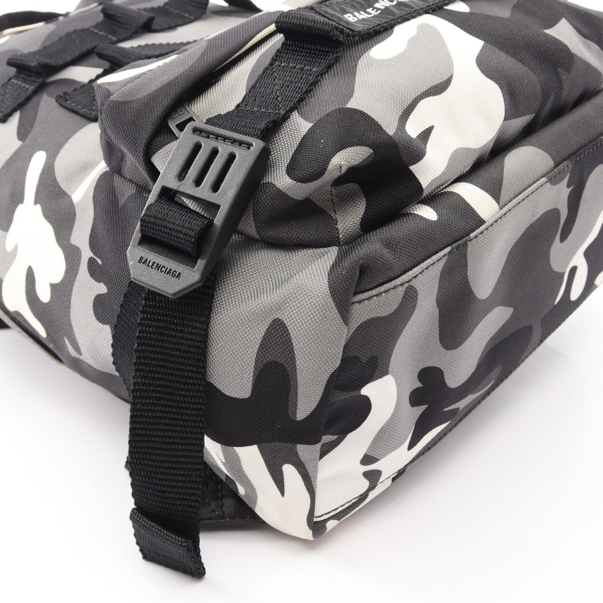 Balenciaga Black Gray White Canvas Backpack Handbag (Pre-Owned)