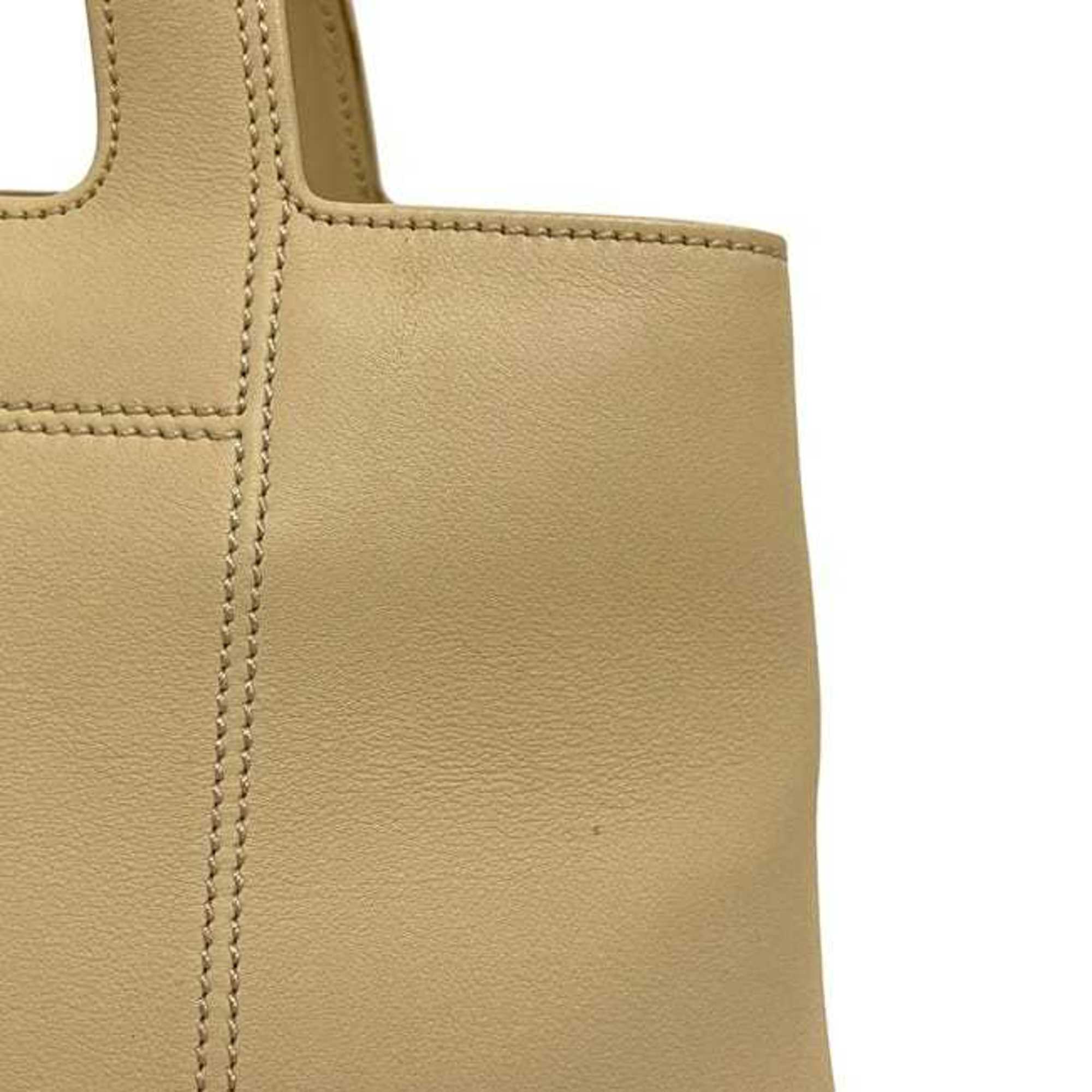 Salvatore Ferragamo Beige Leather Handbag Tote Bag (Pre-Owned)