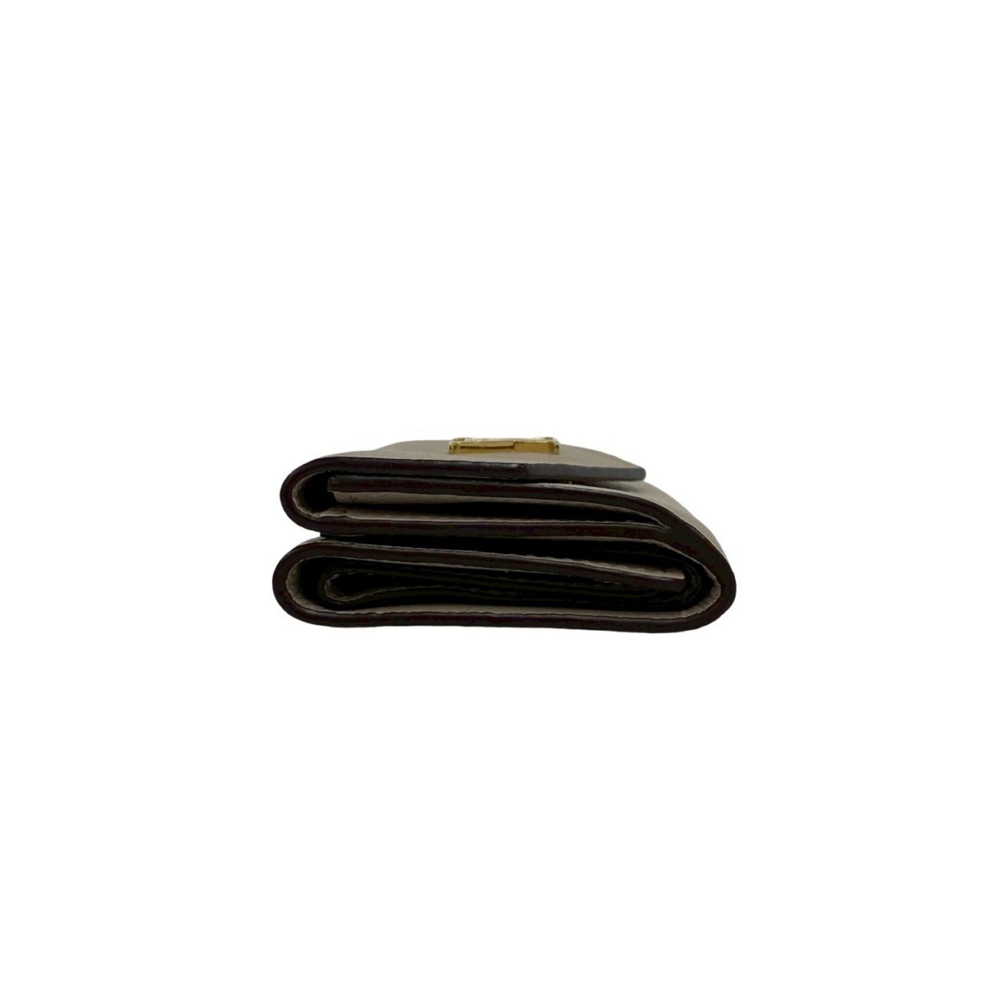 Louis Vuitton Beige Gray Leather Wallet (Tri-Fold) (Pre-Owned)