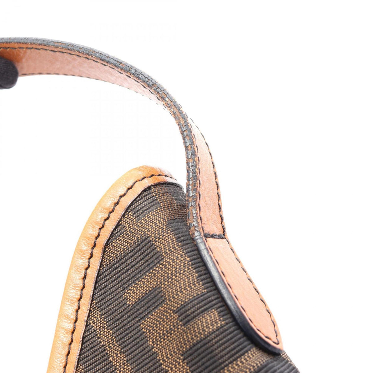 Fendi Black Brown Canvas Leather Handbag Shoulder Bag (Pre-Owned)