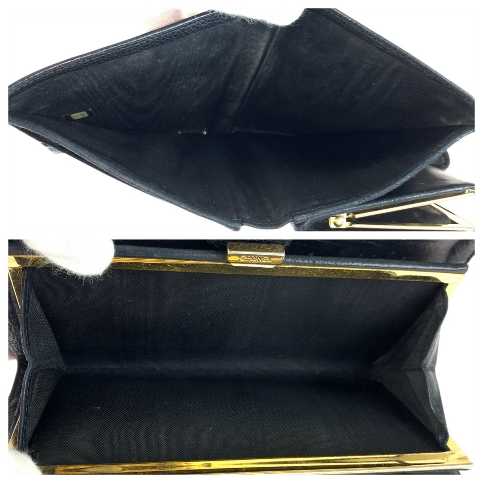 Chanel Black Leather Wallet (Bi-Fold) (Pre-Owned)