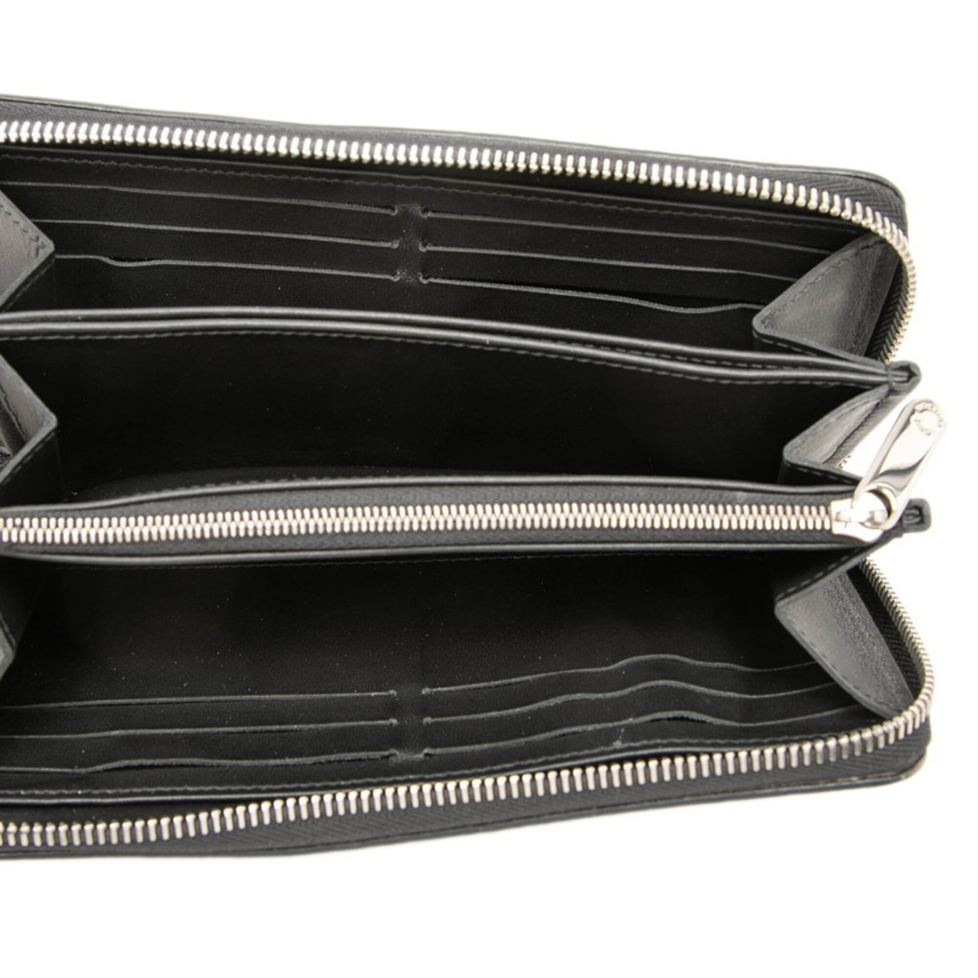 Louis Vuitton Monogram Black Leather Long Wallet (Bi-Fold) (Pre-Owned)
