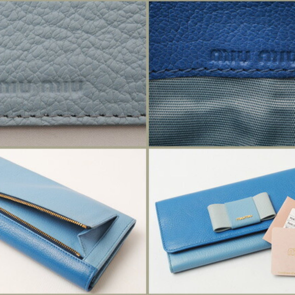 Miu Miu Blue Leather Long Wallet (Bi-Fold) (Pre-Owned)